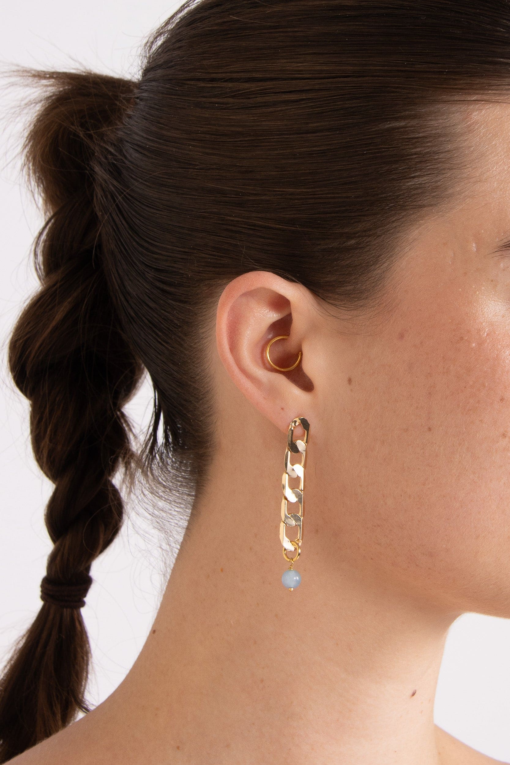 Gabbi Kelly Blue Bead Chain Drop Earrings