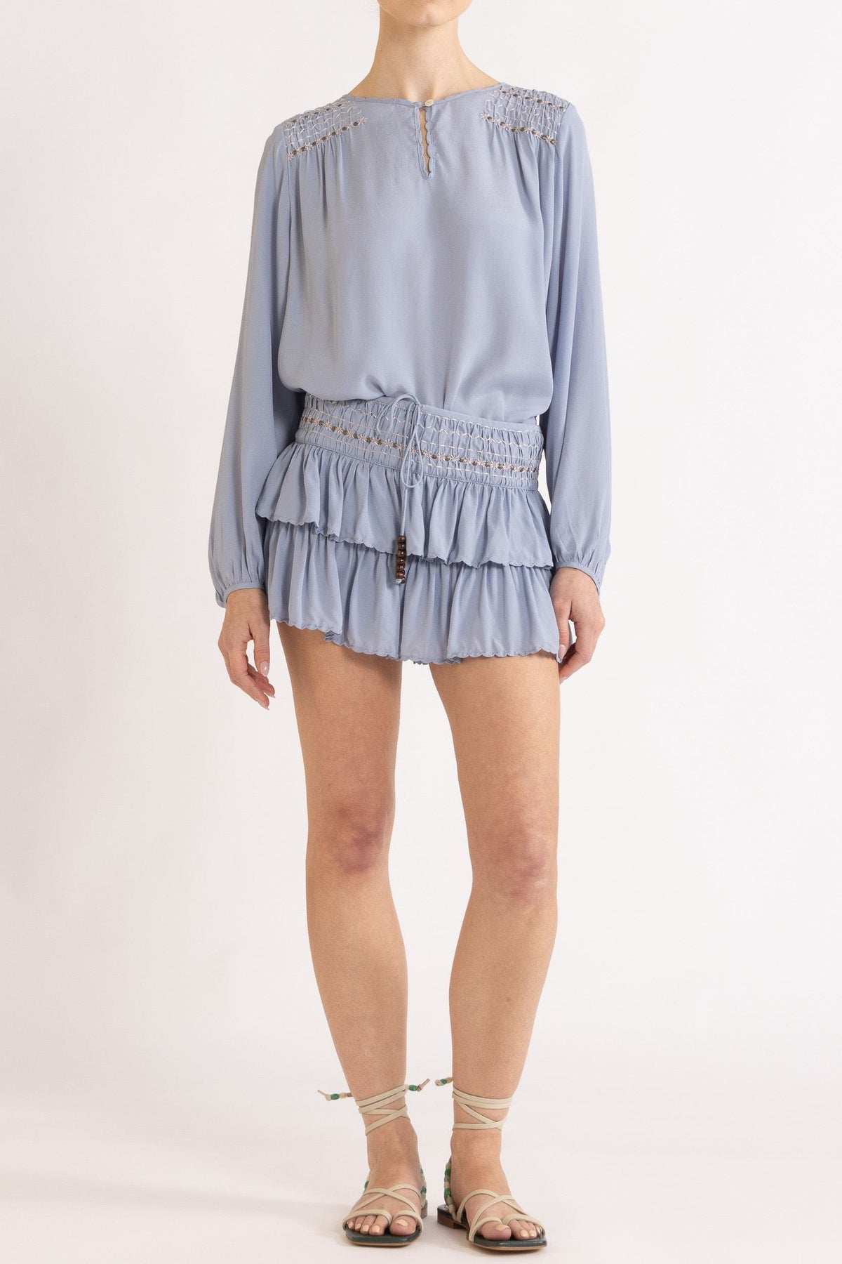 Gemini Crepe De Chine Long Sleeve Top