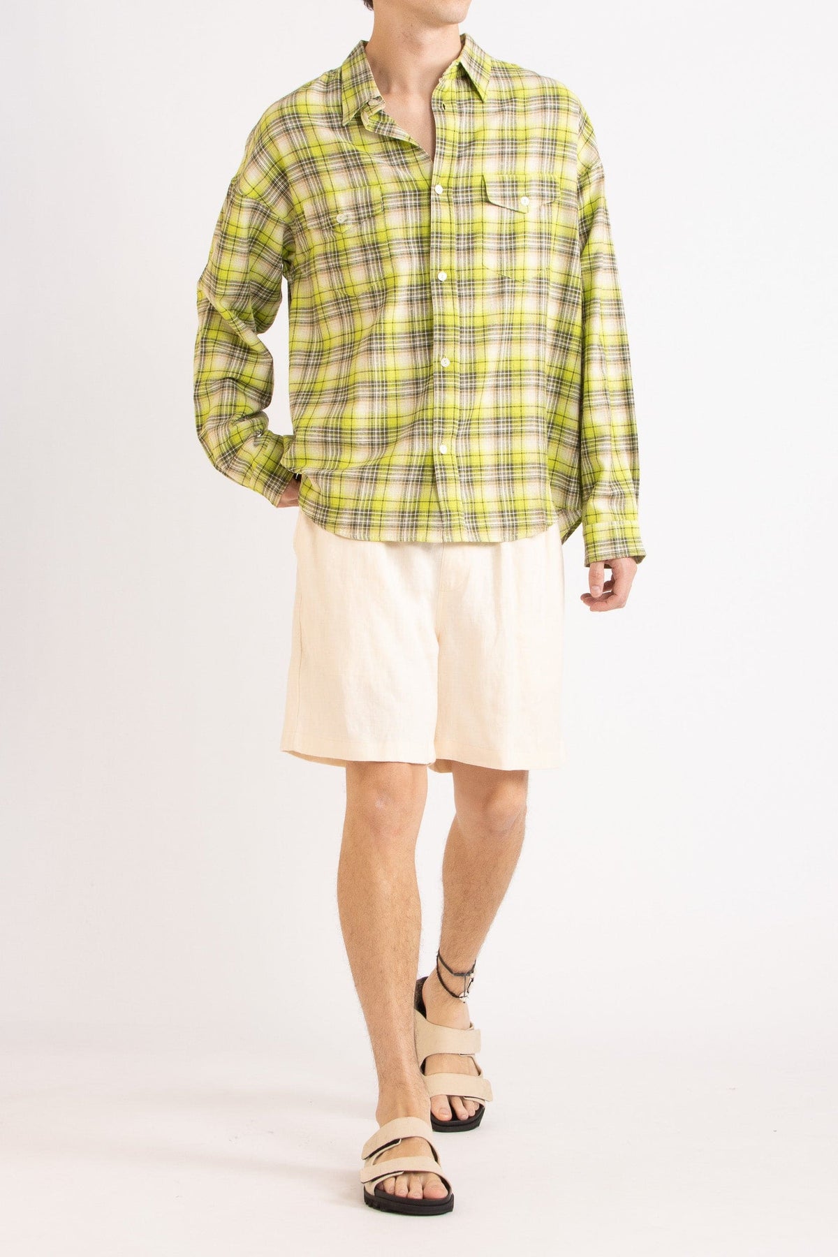 Kaspar Hemp-Cotton Check Shirt