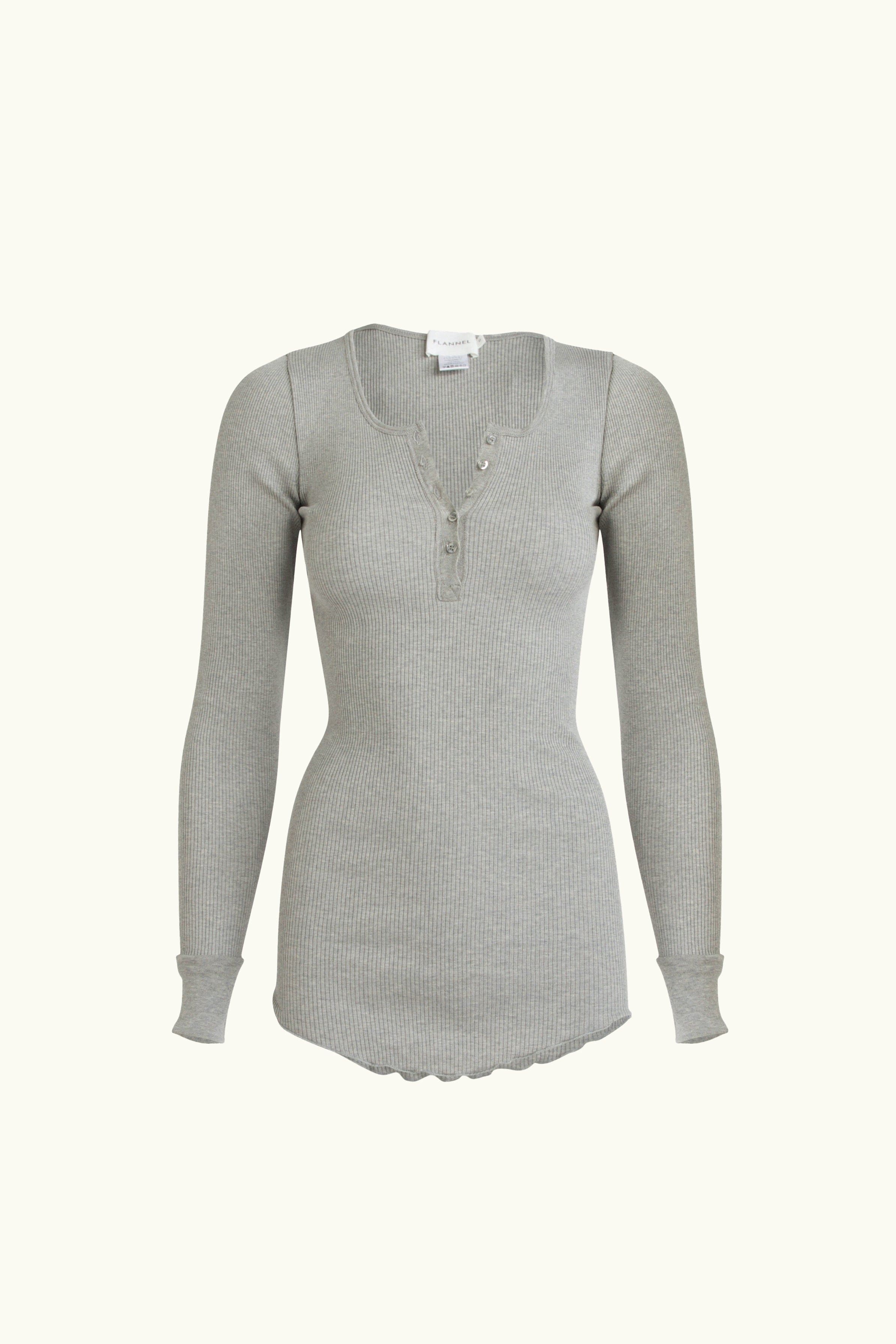Clover Silk-Cotton Henley Long Sleeve Top