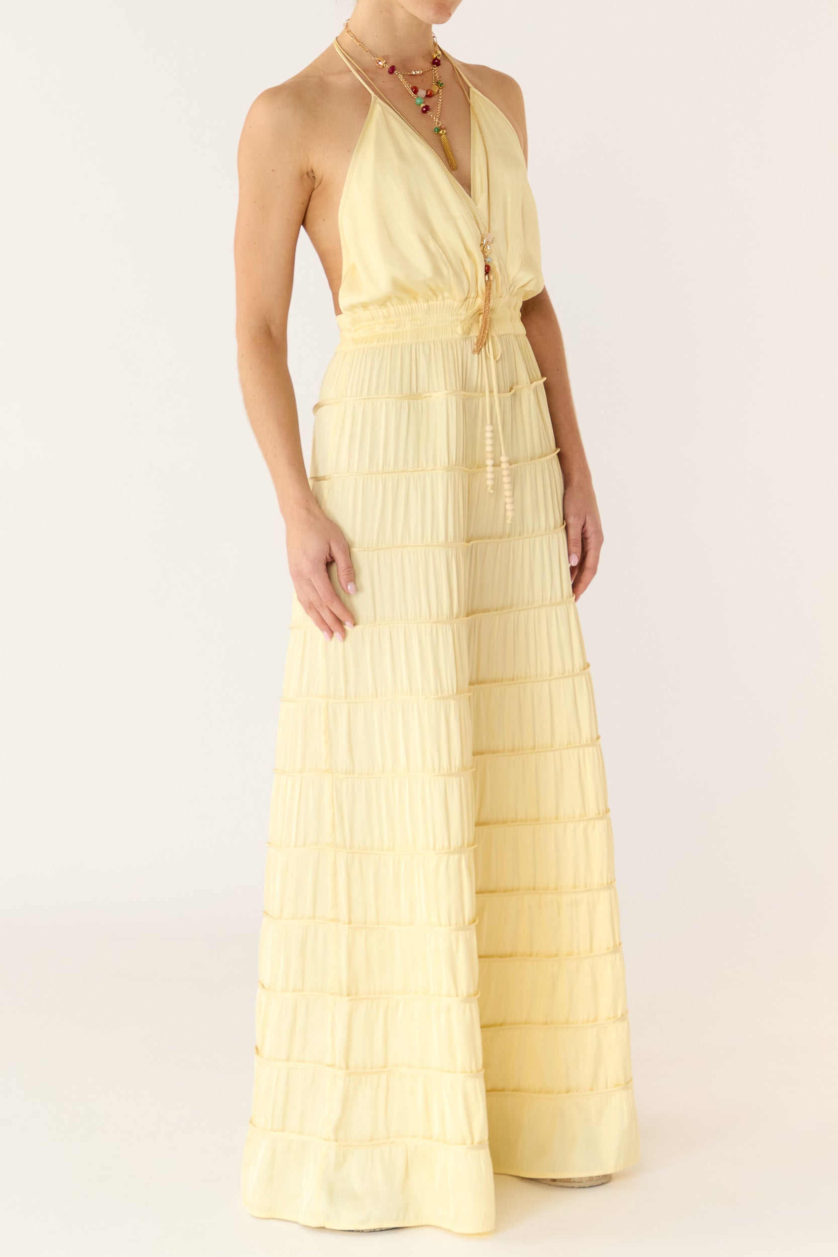 Alina Satin Halter Maxi Dress