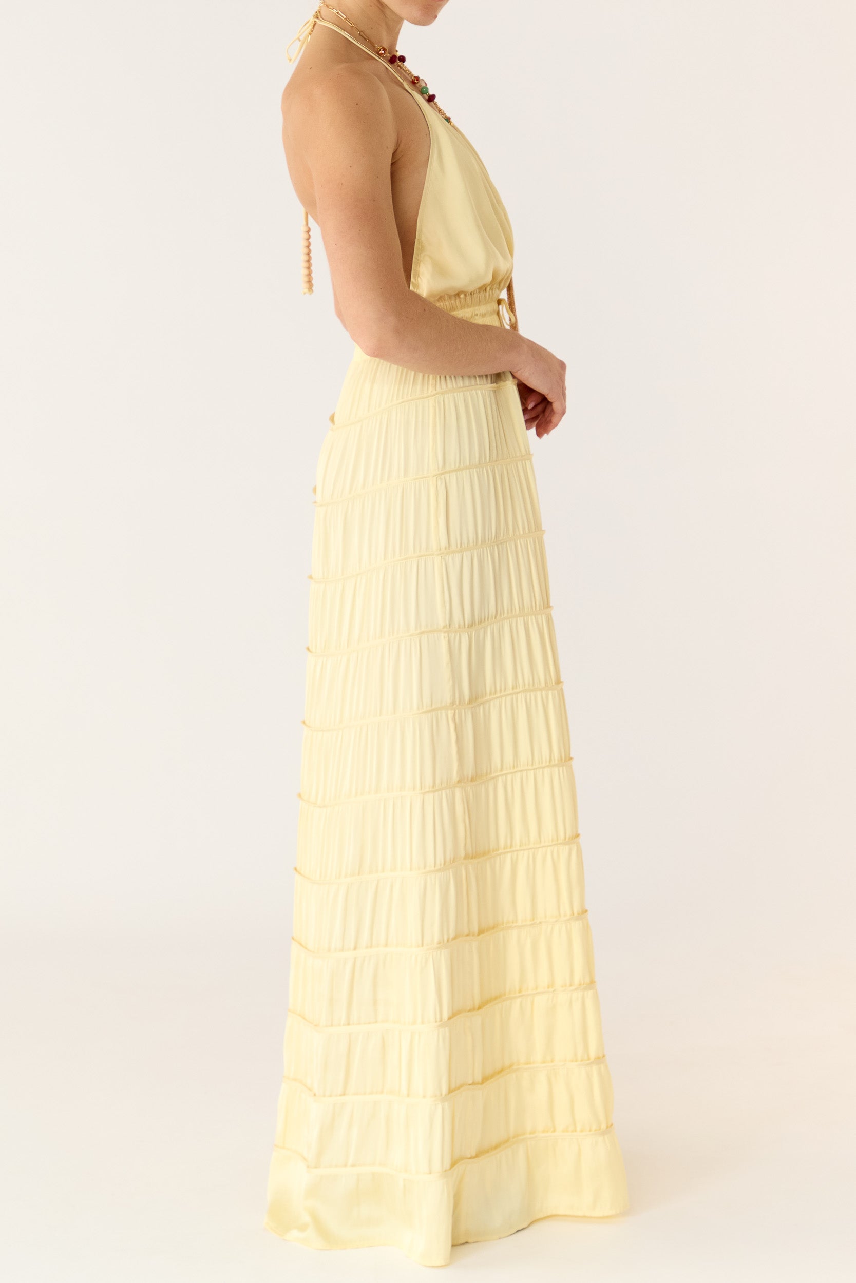Alina Satin Halter Maxi Dress