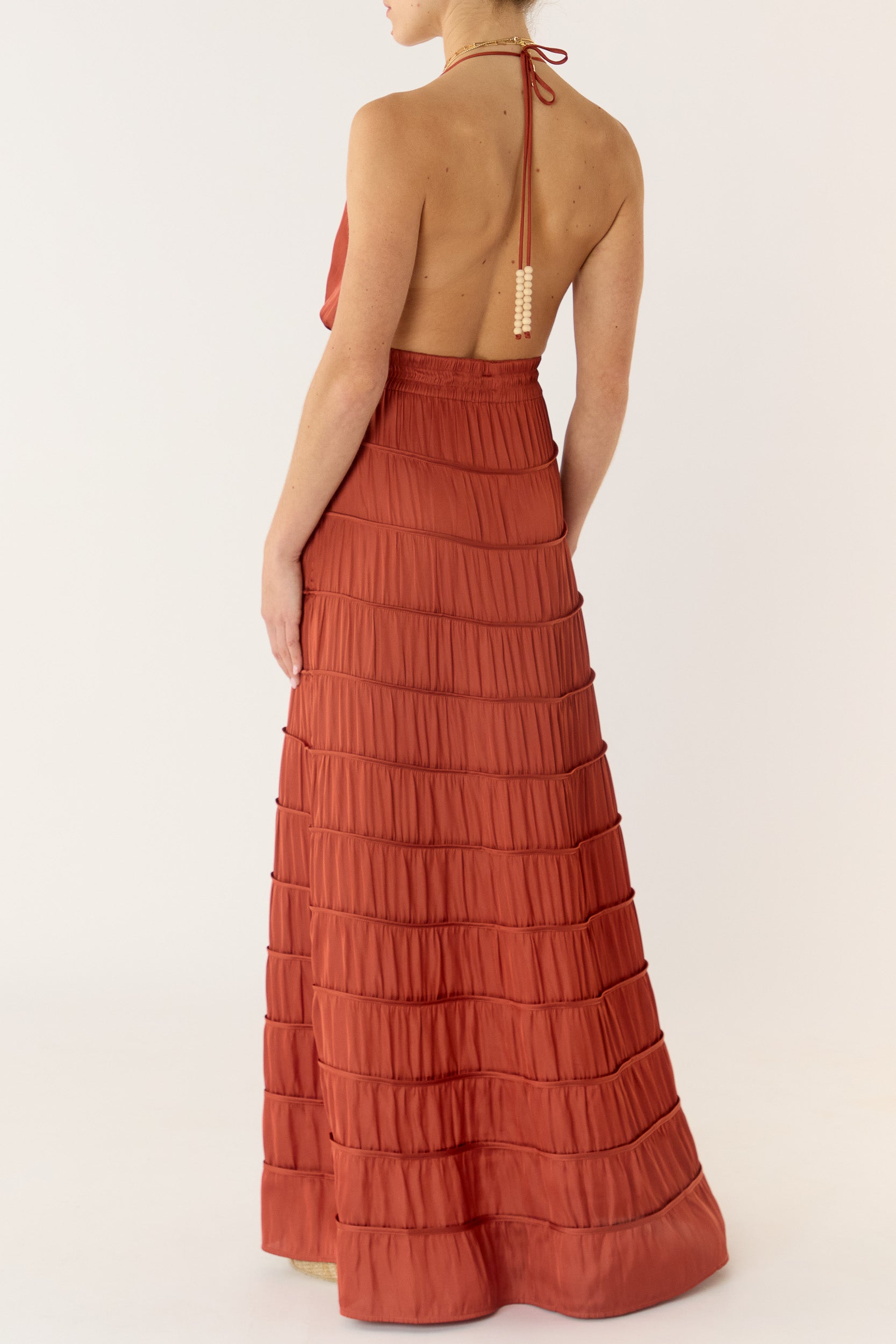 Alina Satin Halter Maxi Dress