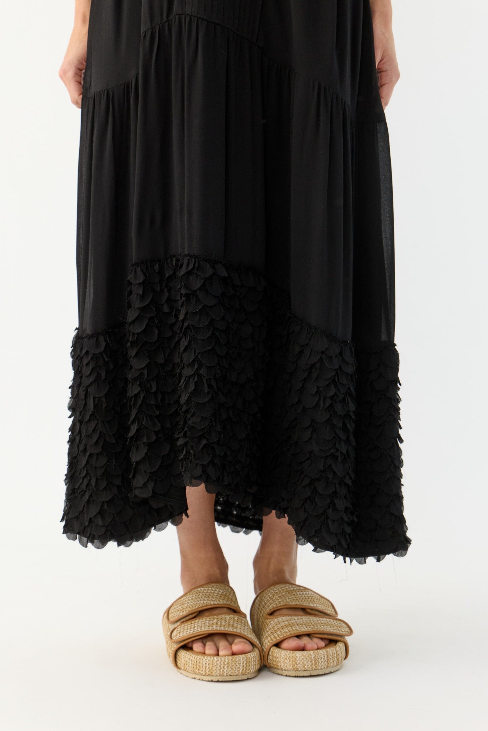 Addie Scalloped Chiffon Maxi Dress