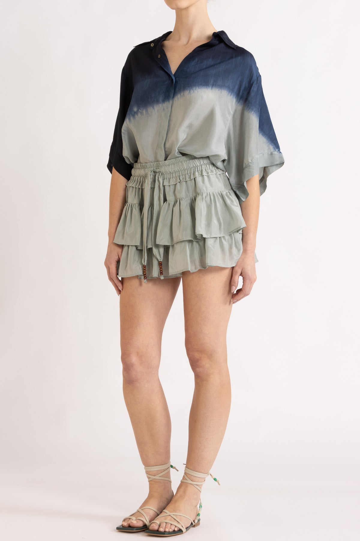 Amal Silk Habotai Frill Short