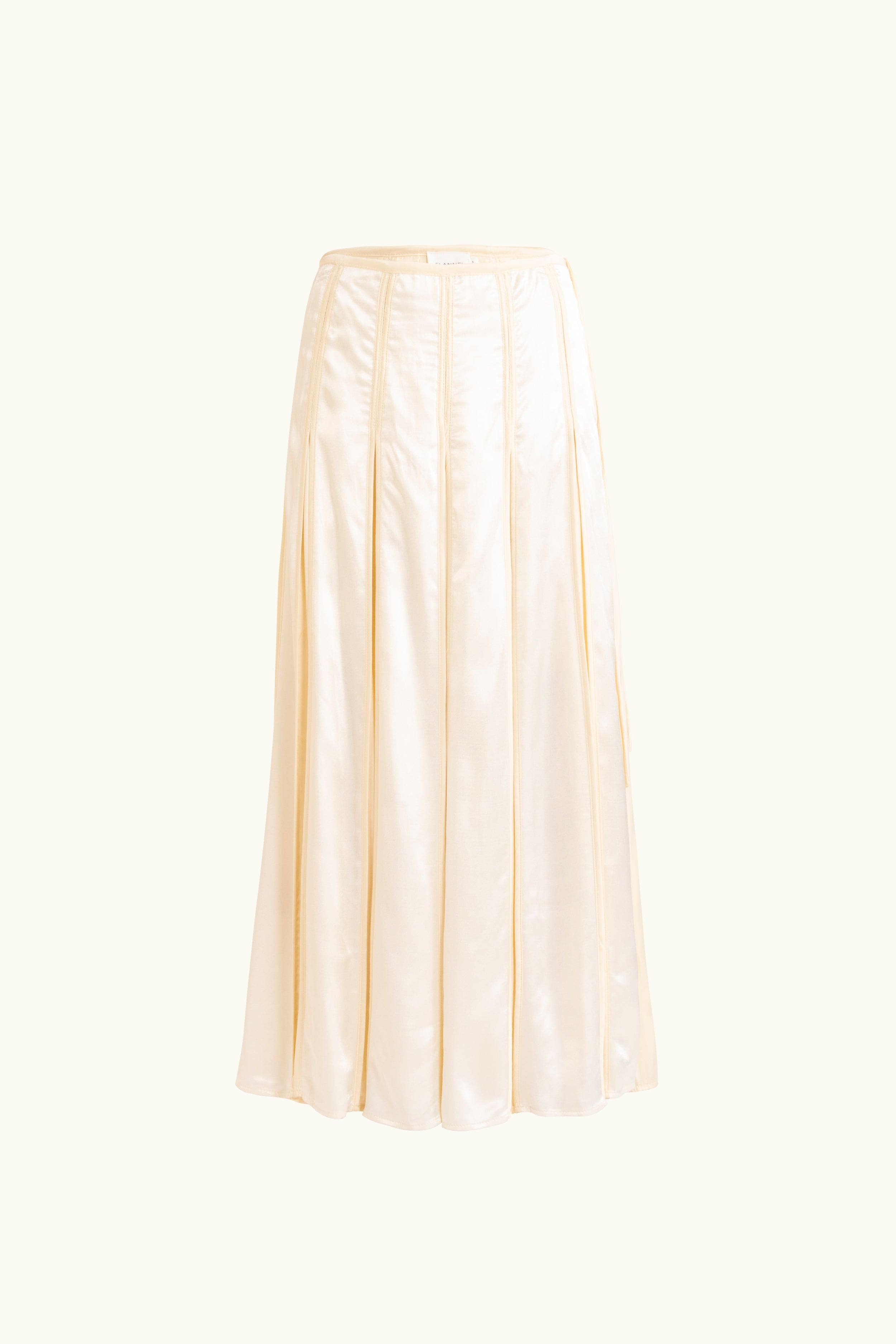Cream box pleat skirt on a white background