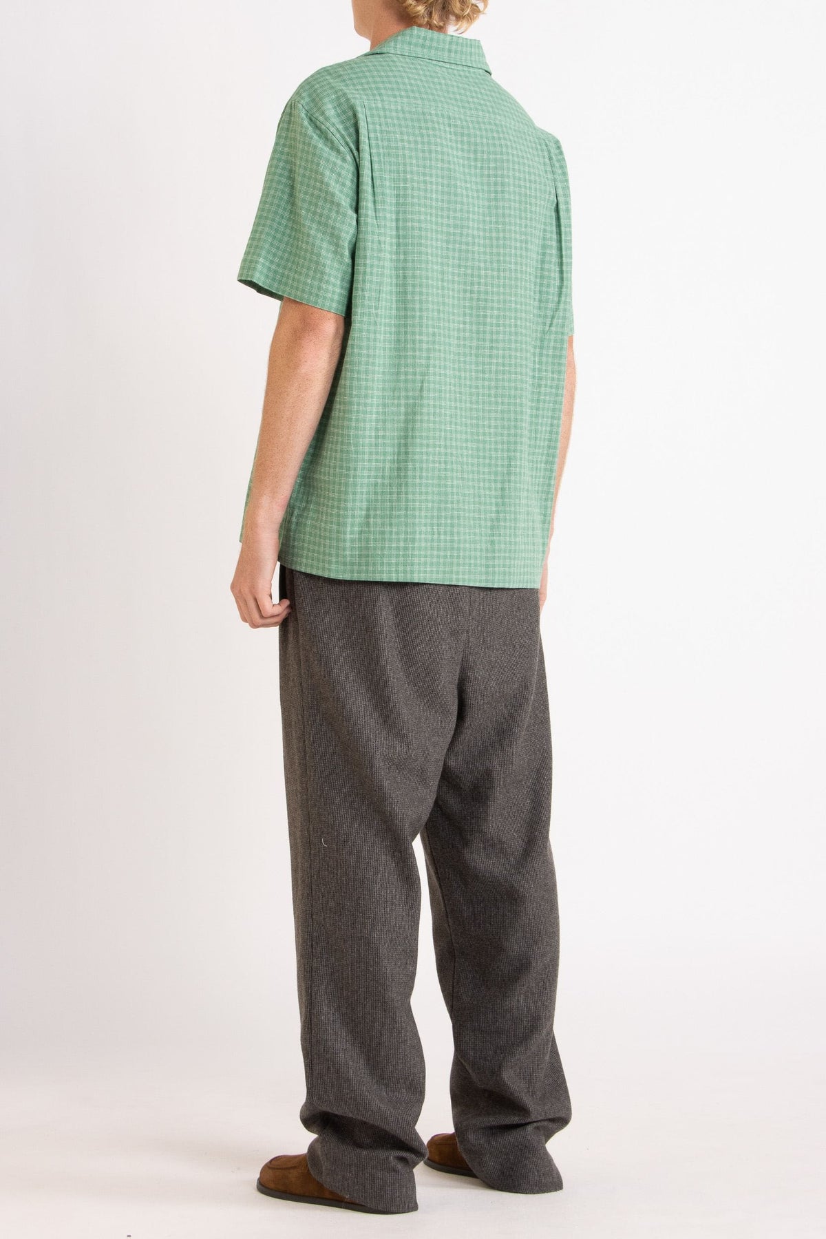 Lawrence Check Hemp Cotton Short Sleeve Shirt