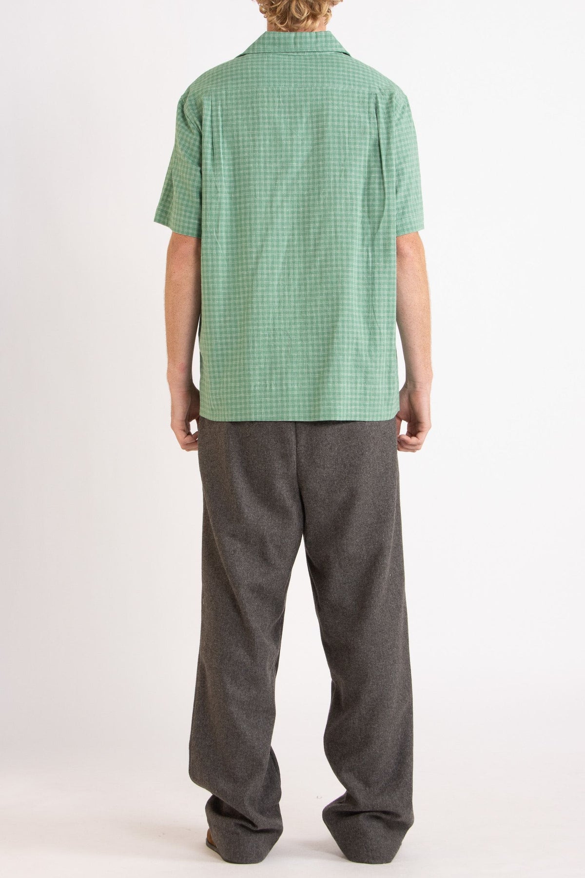 Lawrence Check Hemp Cotton Short Sleeve Shirt