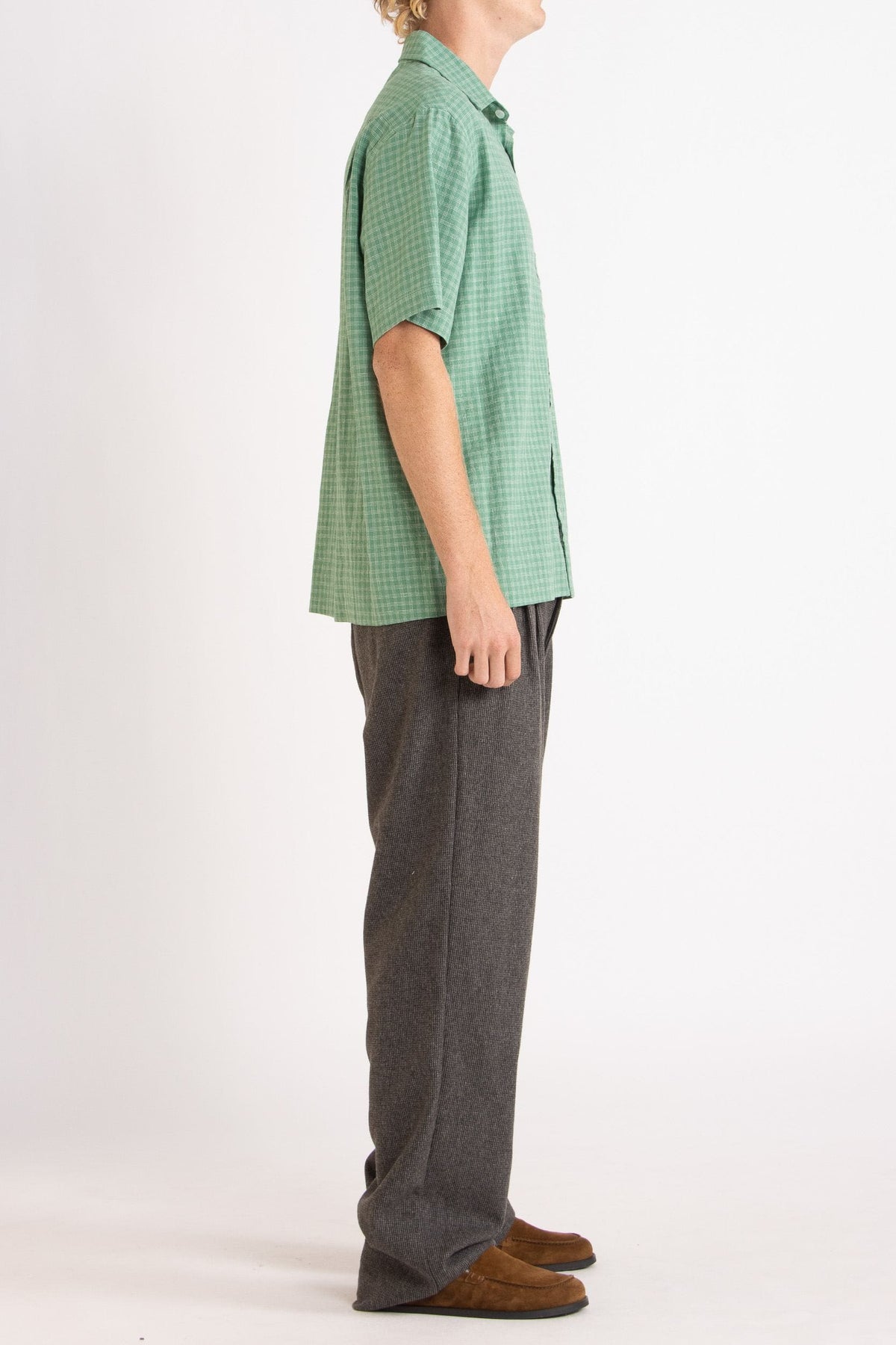 Lawrence Check Hemp Cotton Short Sleeve Shirt