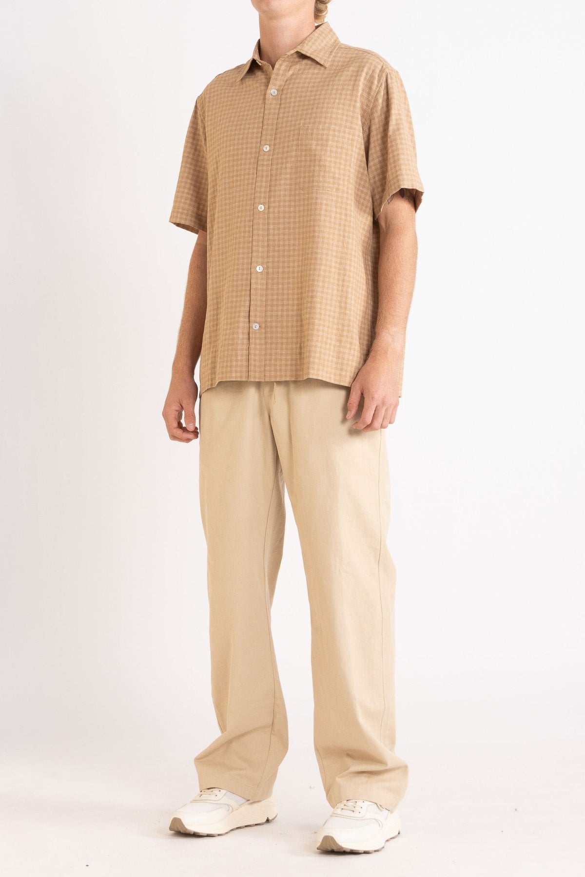 Lawrence Check Hemp Cotton Short Sleeve Shirt