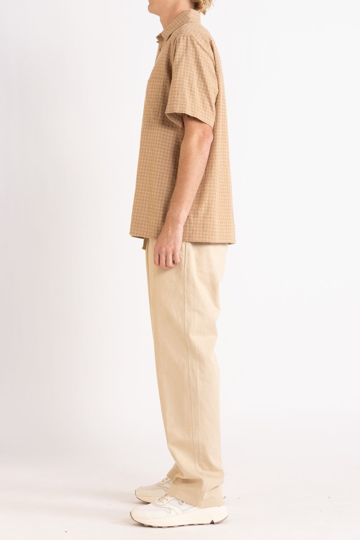 Lawrence Check Hemp Cotton Short Sleeve Shirt