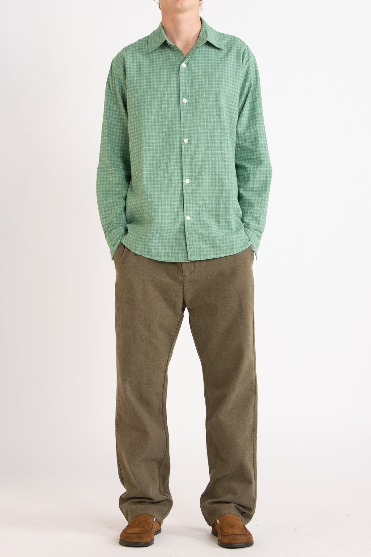 Lawrence Check Hemp Cotton Shirt