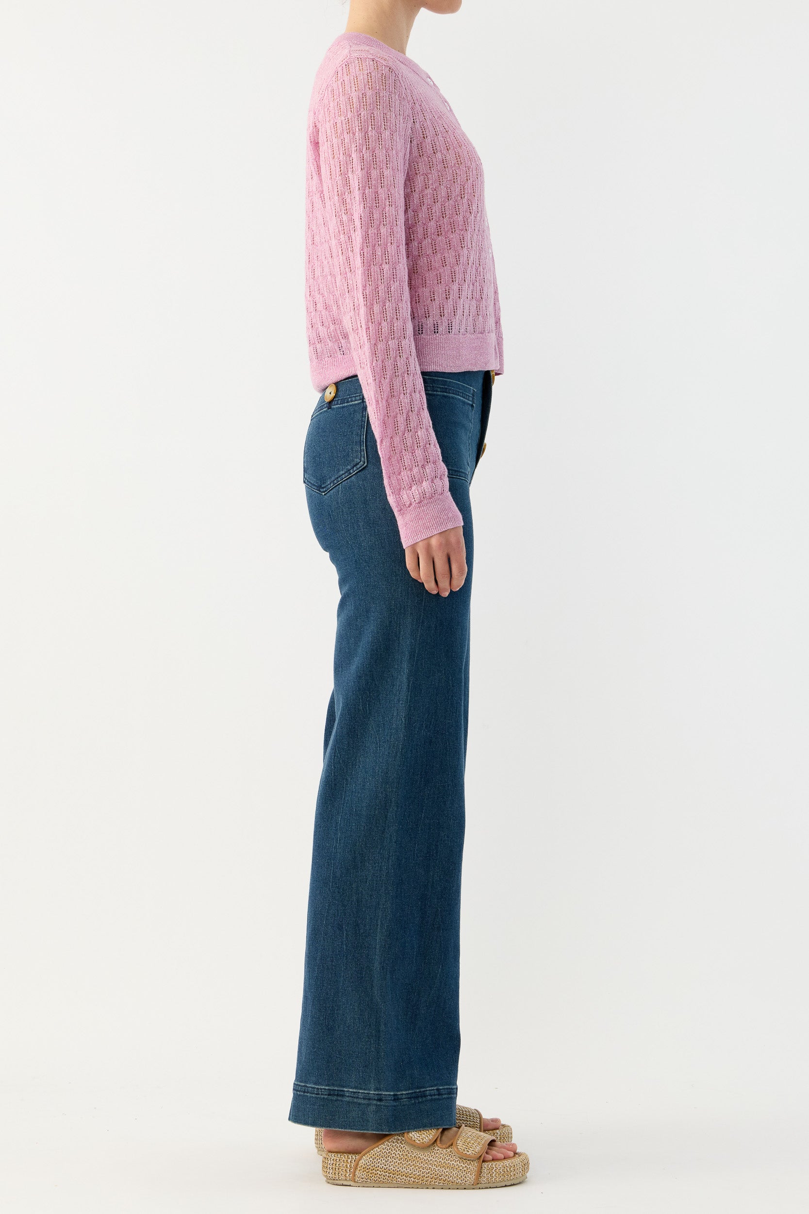 Miley Pointelle Merino Wool & Linen Cardigan