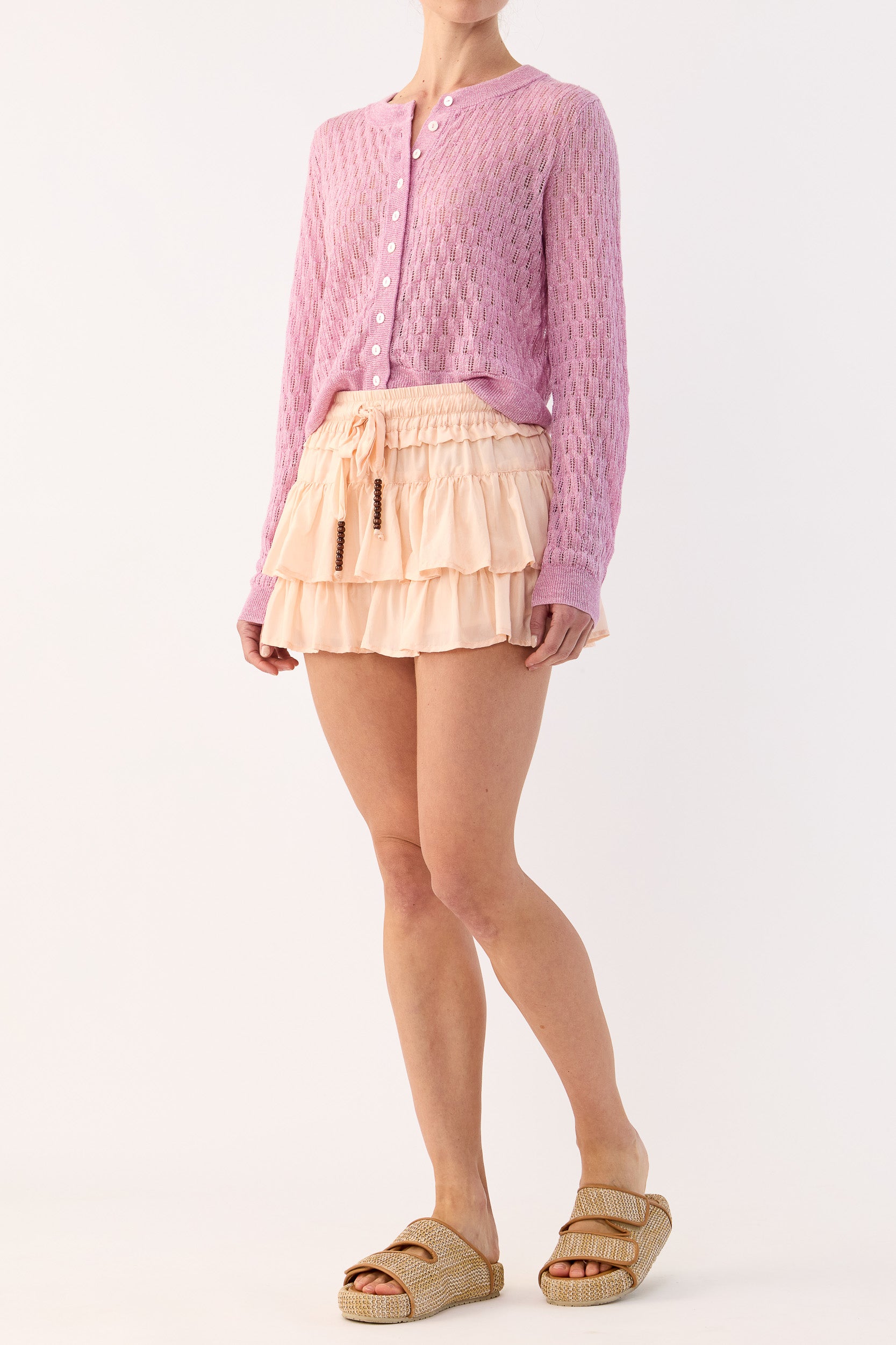 Miley Pointelle Merino Wool & Linen Cardigan