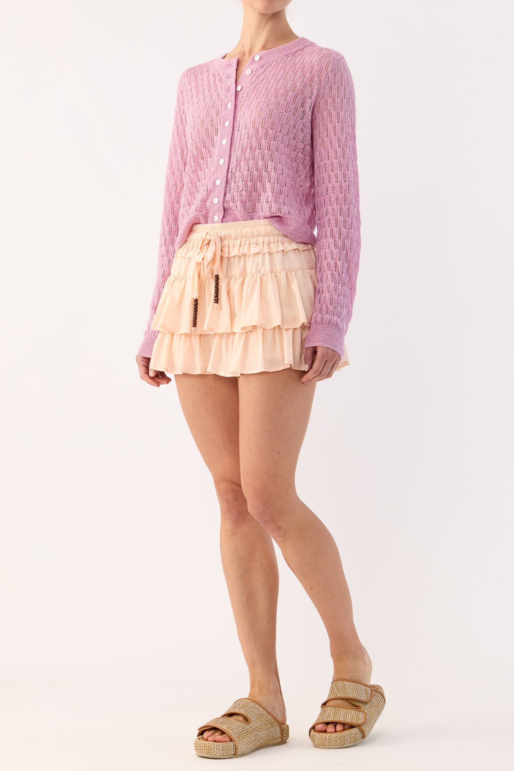 Miley Pointelle Merino Wool & Linen Cardigan