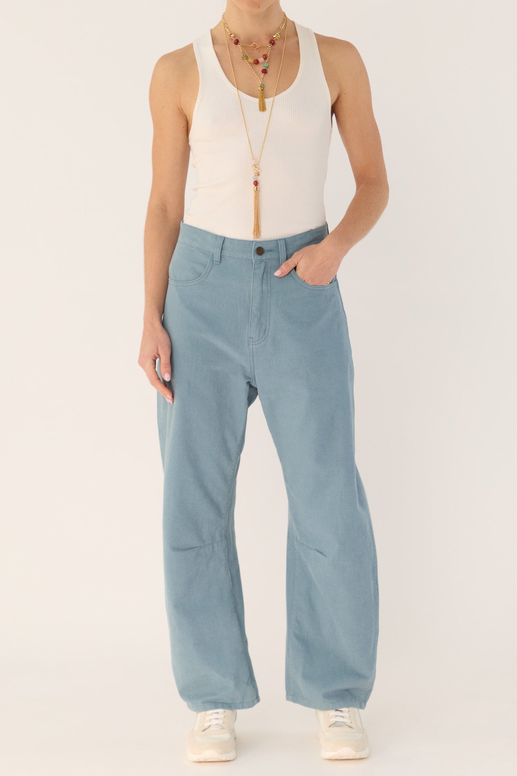 Clover Ribbed Silk-Cotton Scoop Neck Singlet