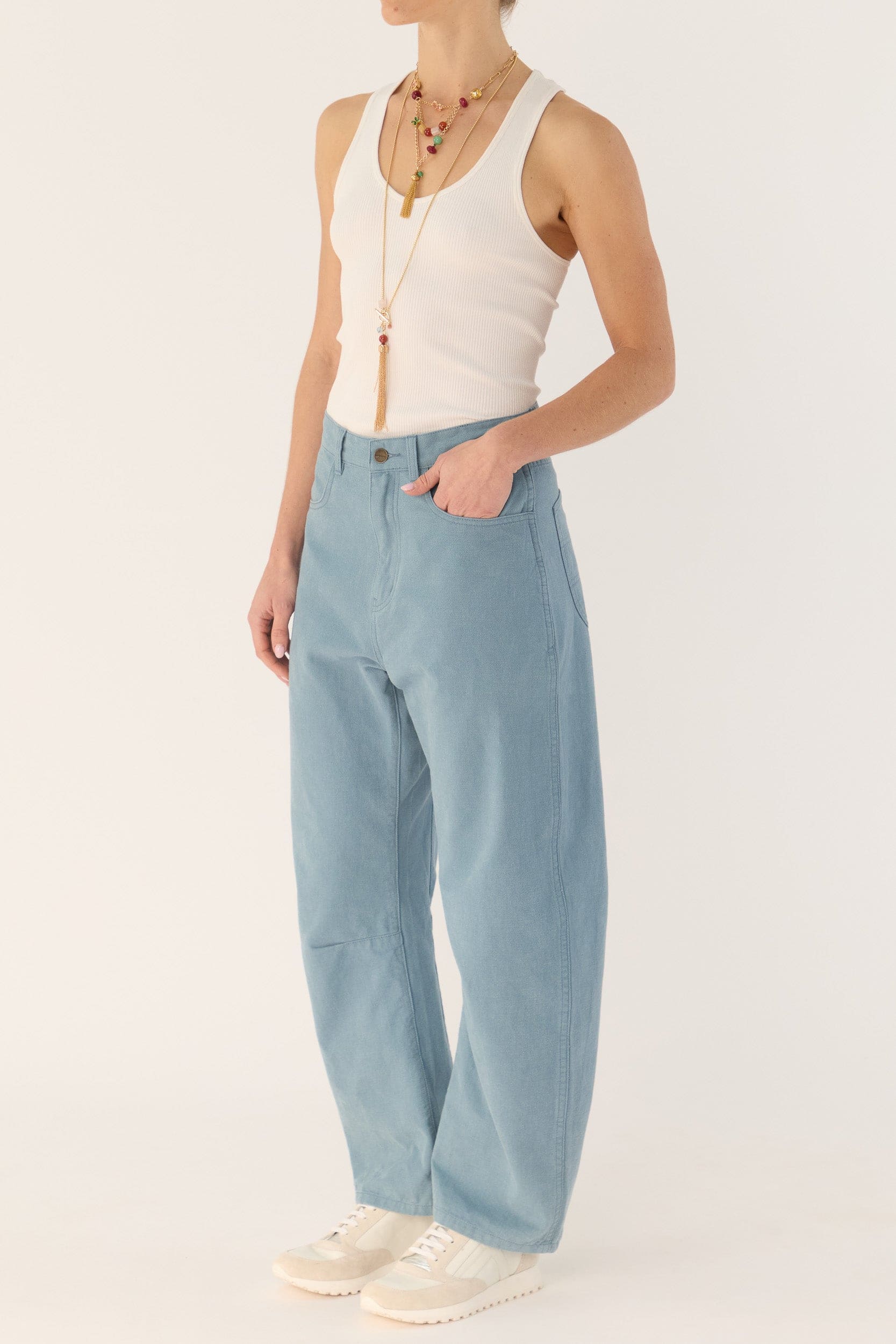 Clover Ribbed Silk-Cotton Scoop Neck Singlet