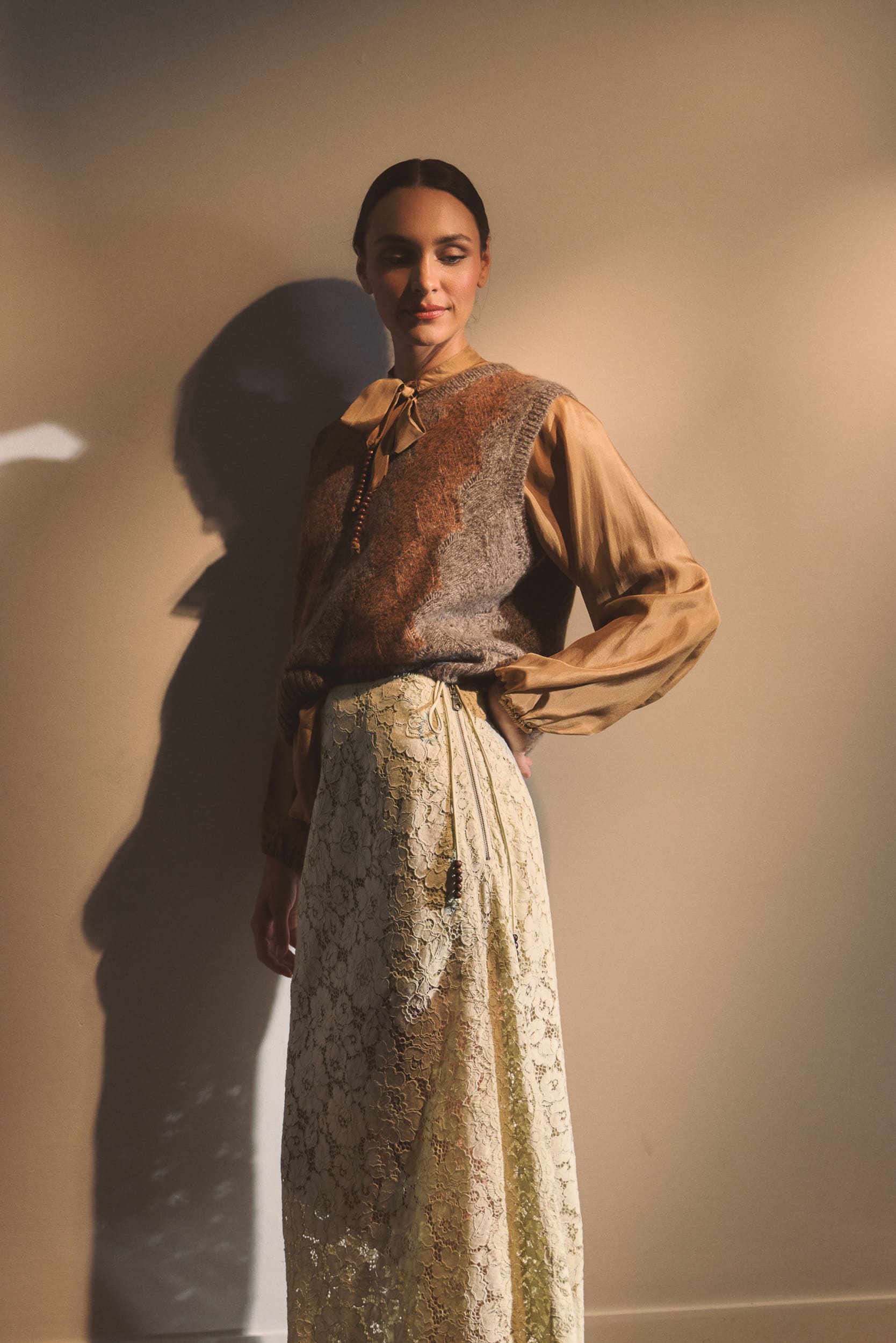 Amal Silk Habotai Long Sleeve Top