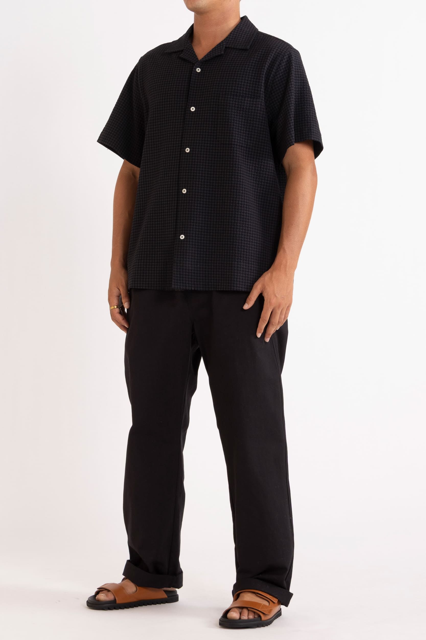 Monty Check Wool-Blend Short Sleeve Shirt