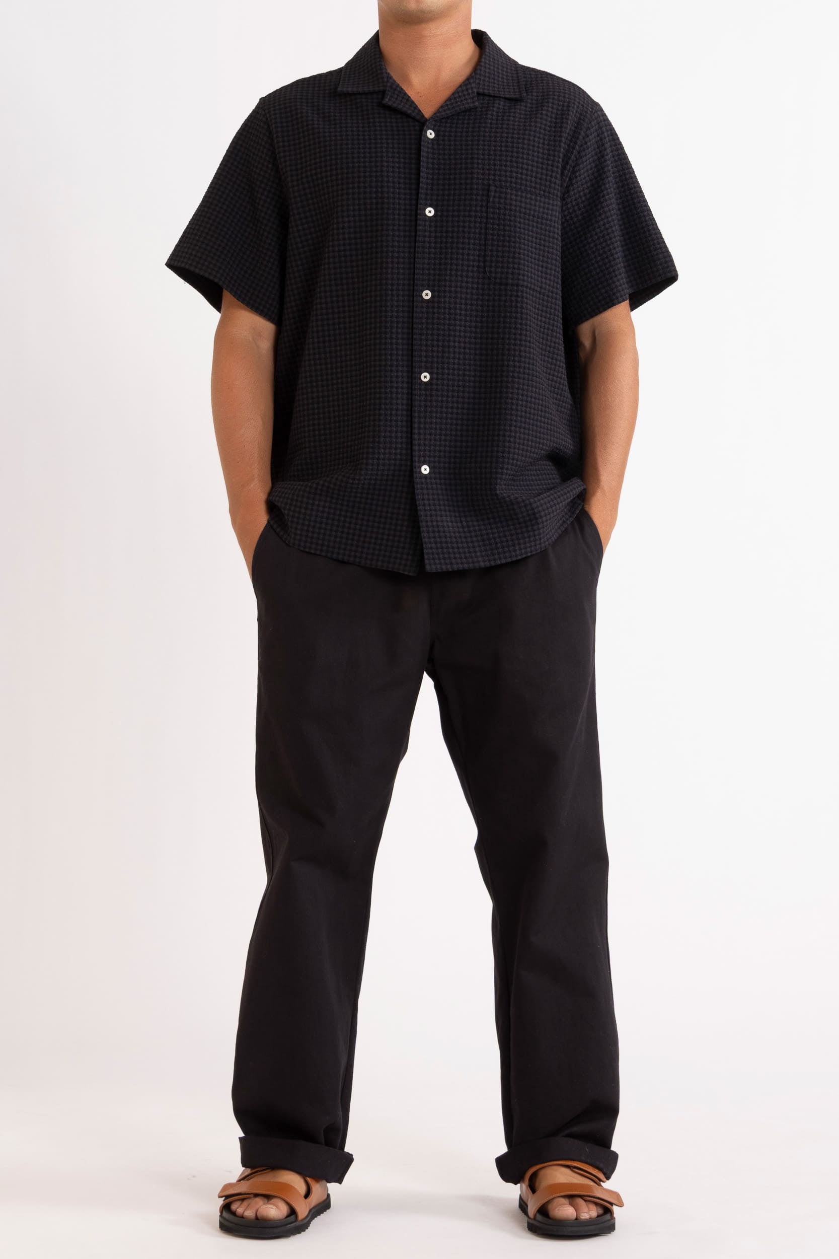 Monty Check Wool-Blend Short Sleeve Shirt