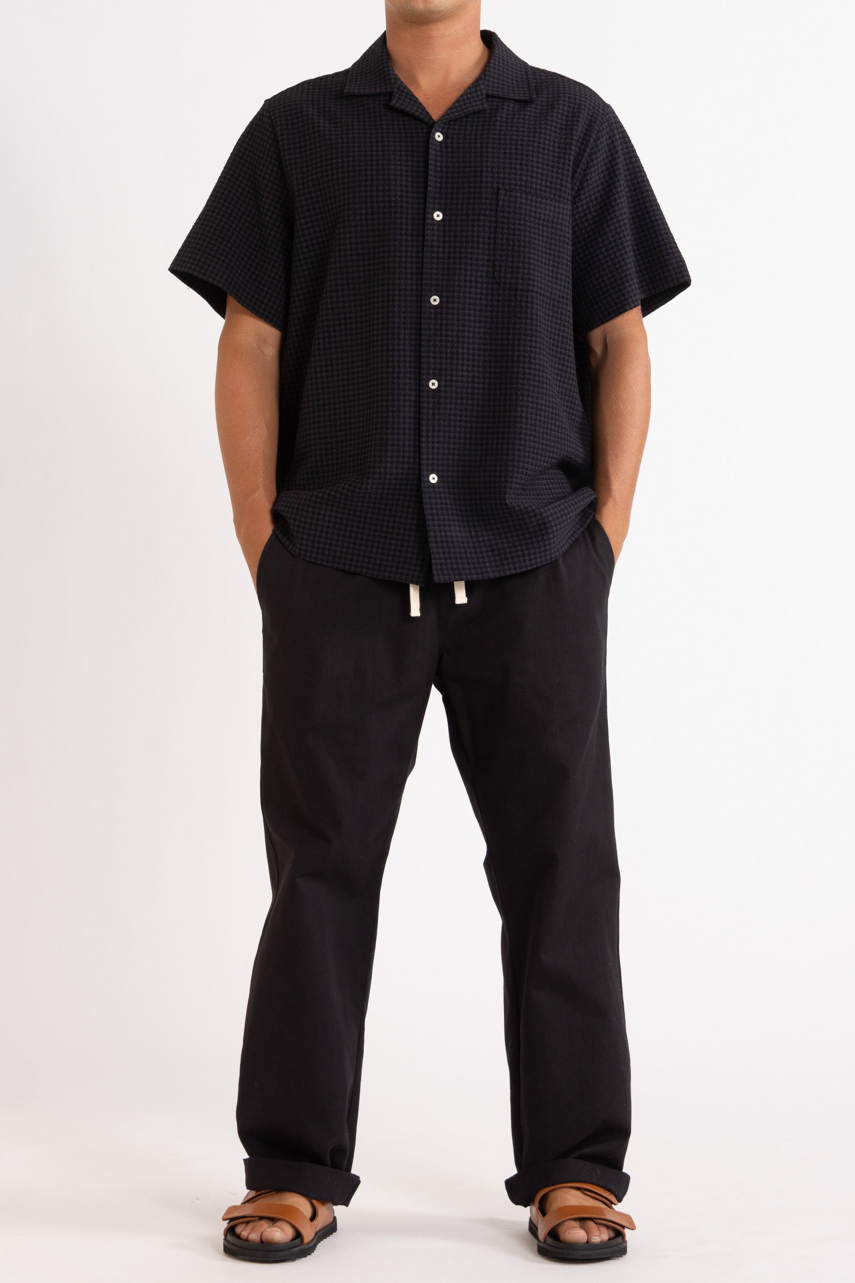 Monty Check Wool-Blend Short Sleeve Shirt