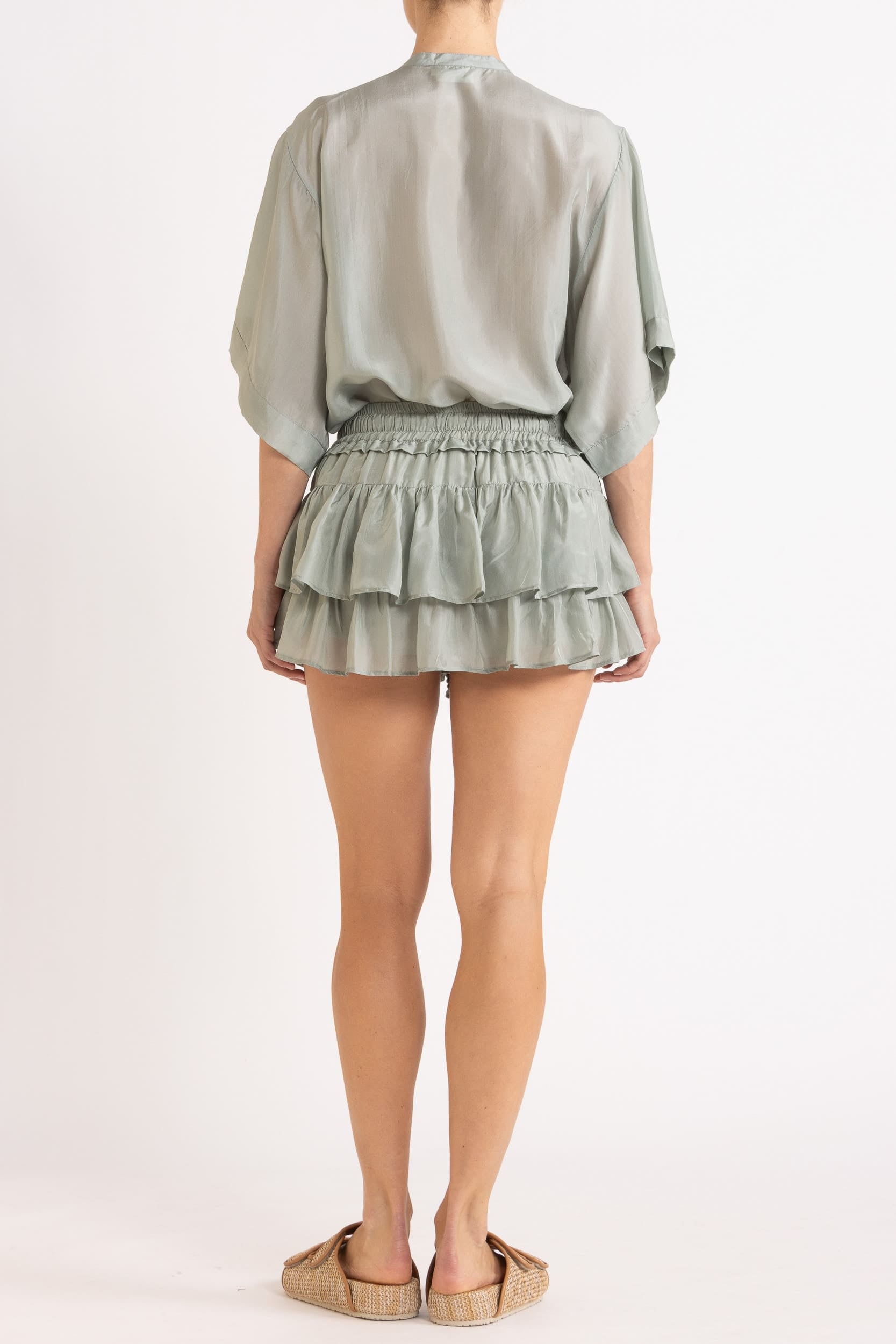 Amal Silk Habotai Short Sleeve Top