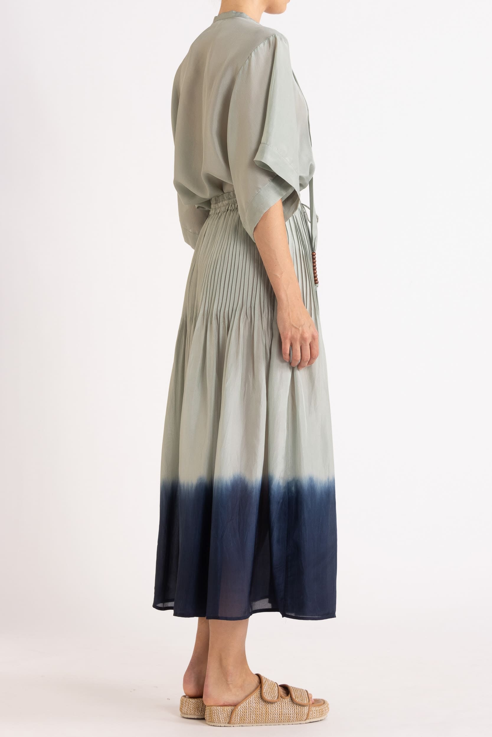 Amal Silk Habotai Short Sleeve Top