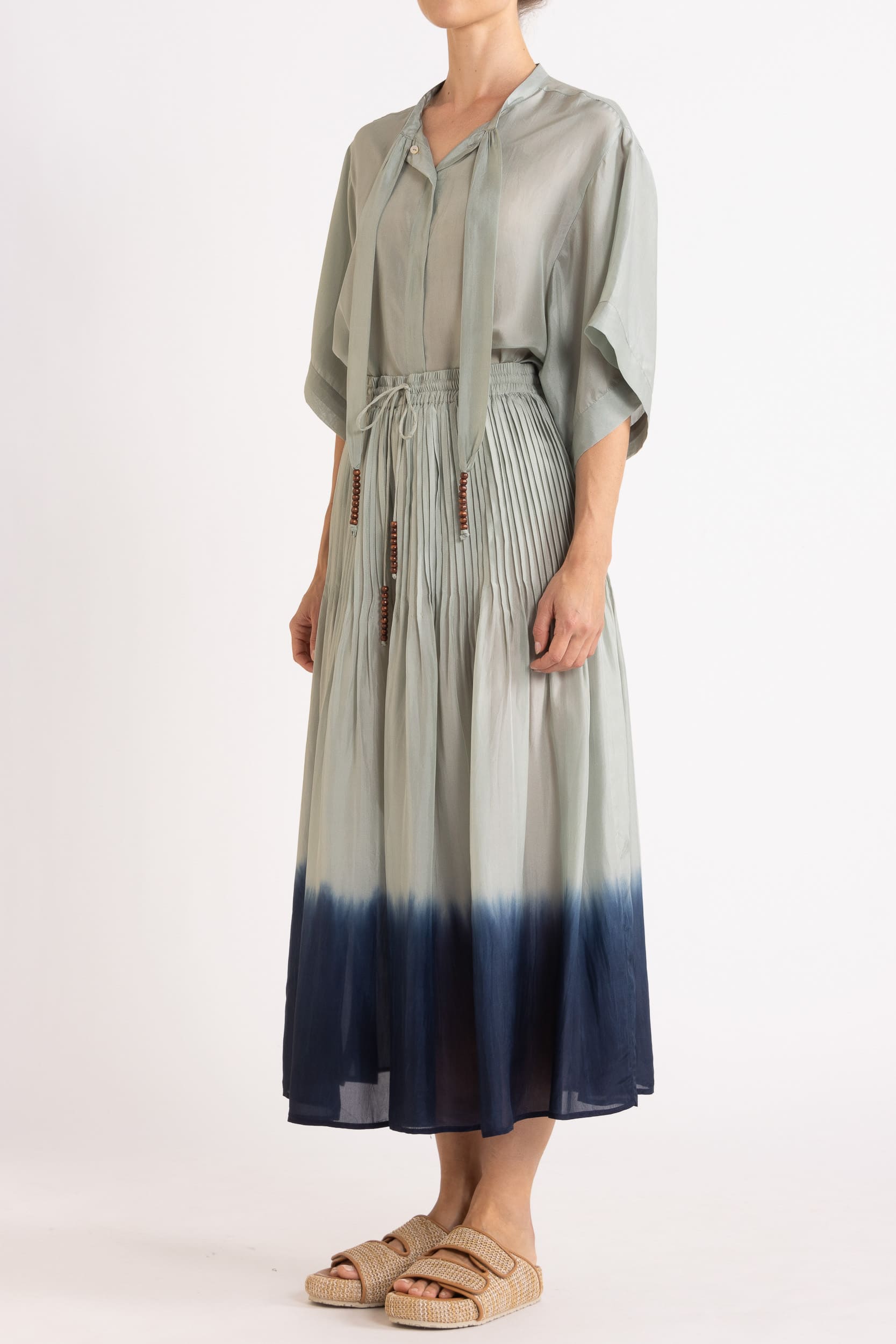 Amal Silk Habotai Short Sleeve Top