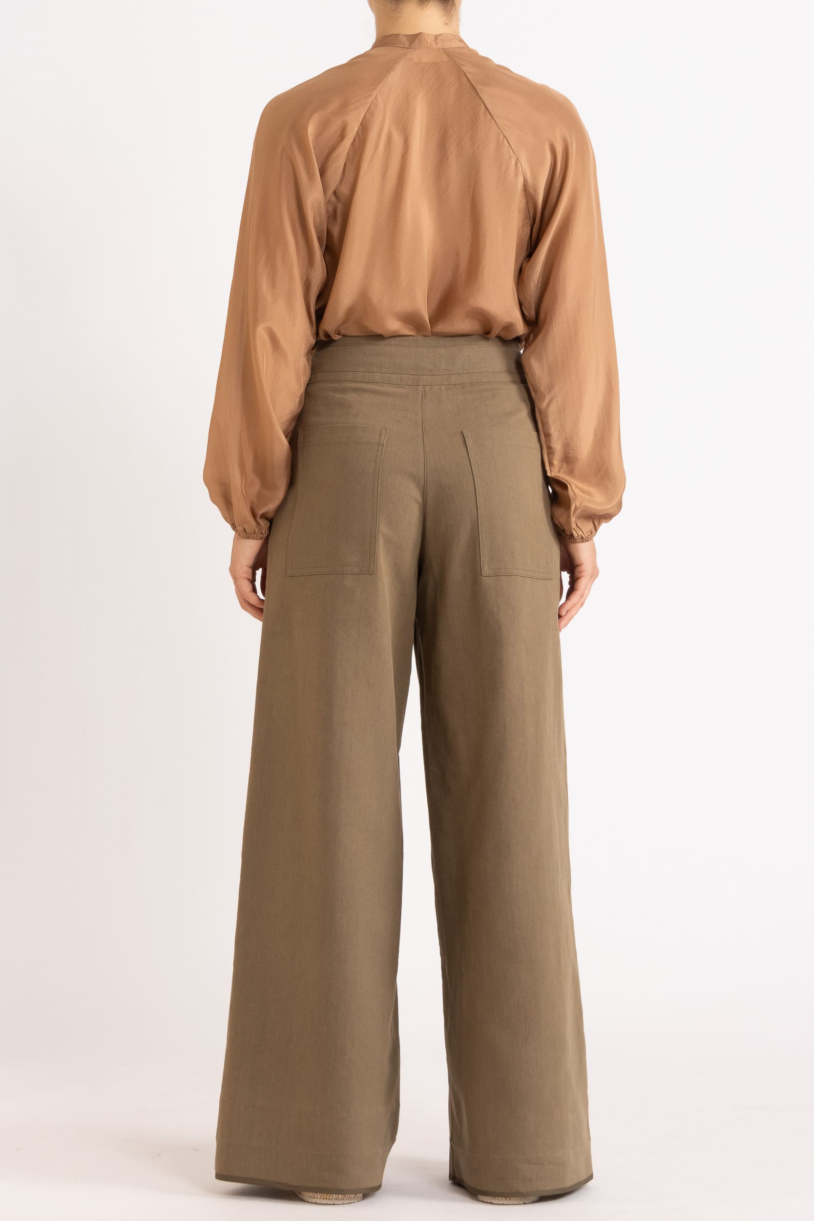 Amal Silk Habotai Long Sleeve Top