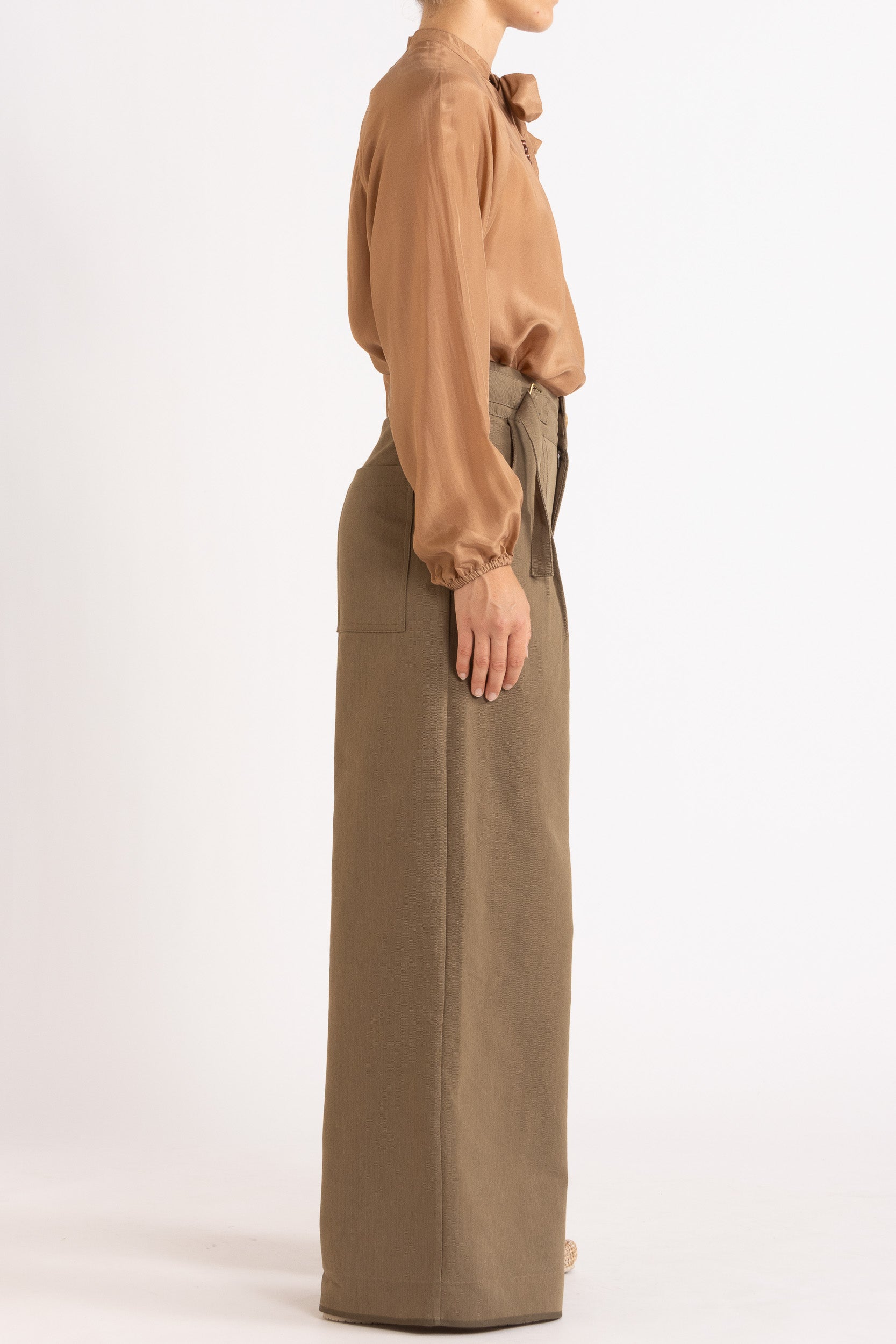 Amal Silk Habotai Long Sleeve Top