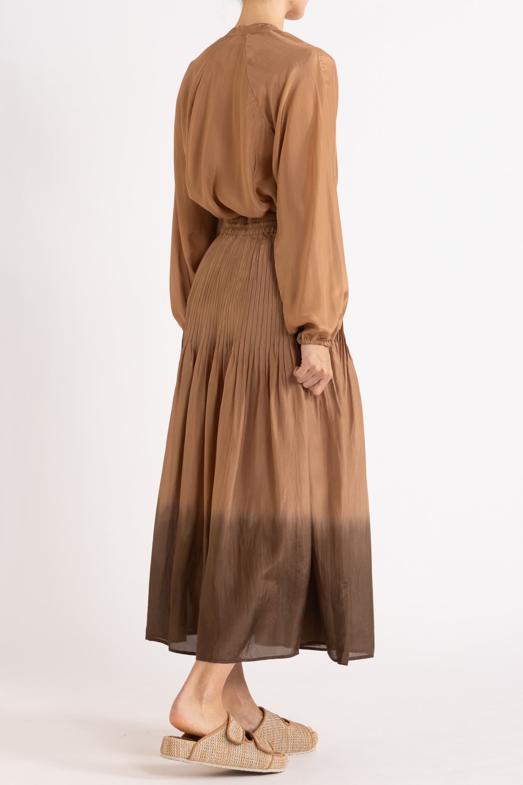 Amal Silk Habotai Long Sleeve Top