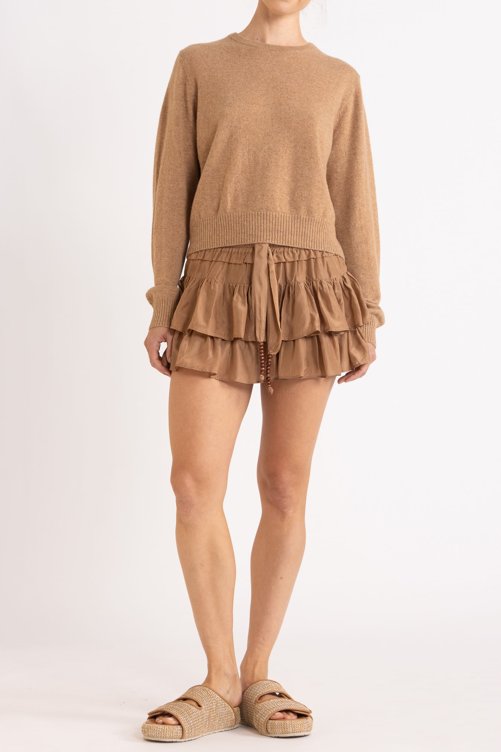 Amal Silk Habotai Frill Short