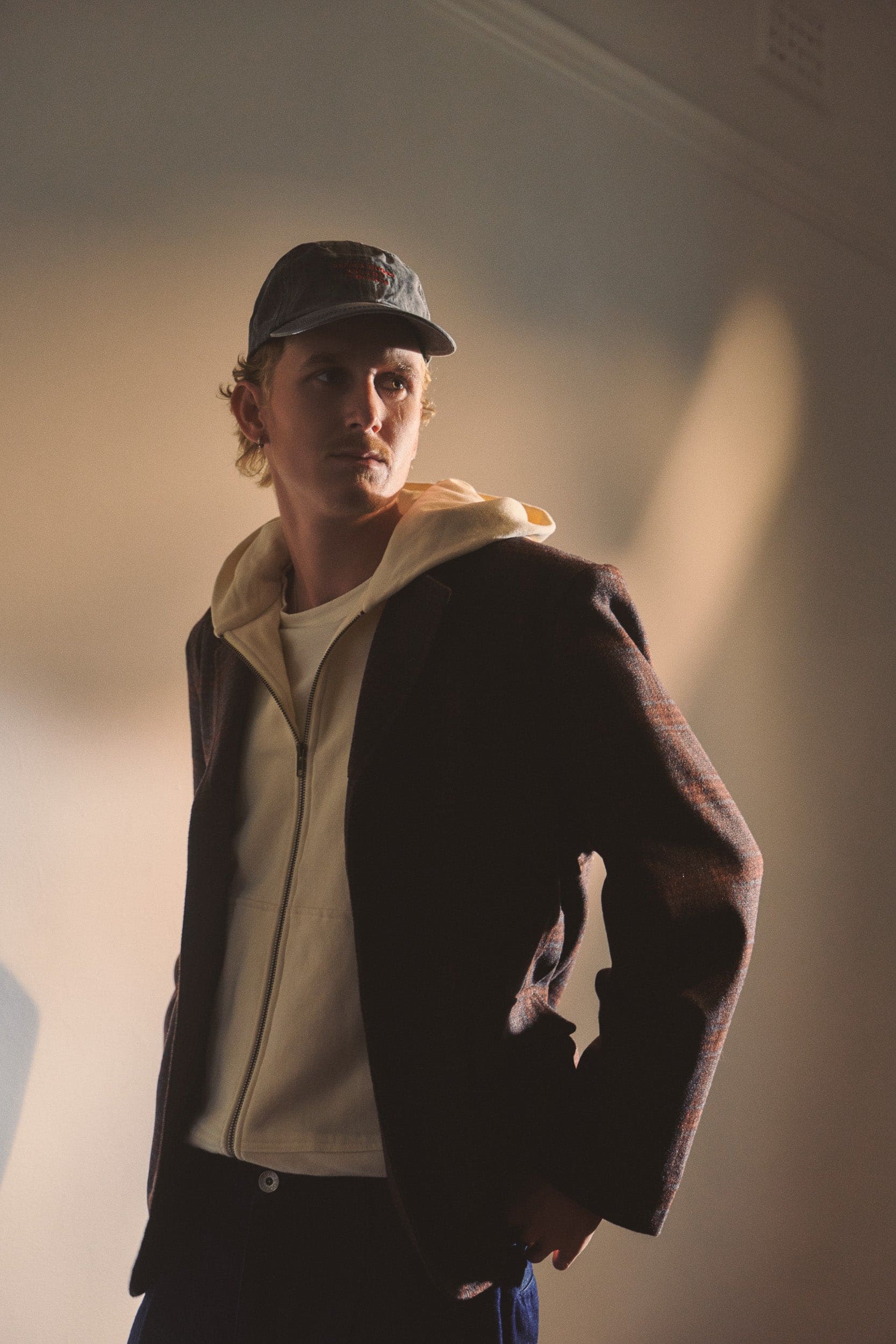 Anders Cotton Logo Zip Hoodie Natural