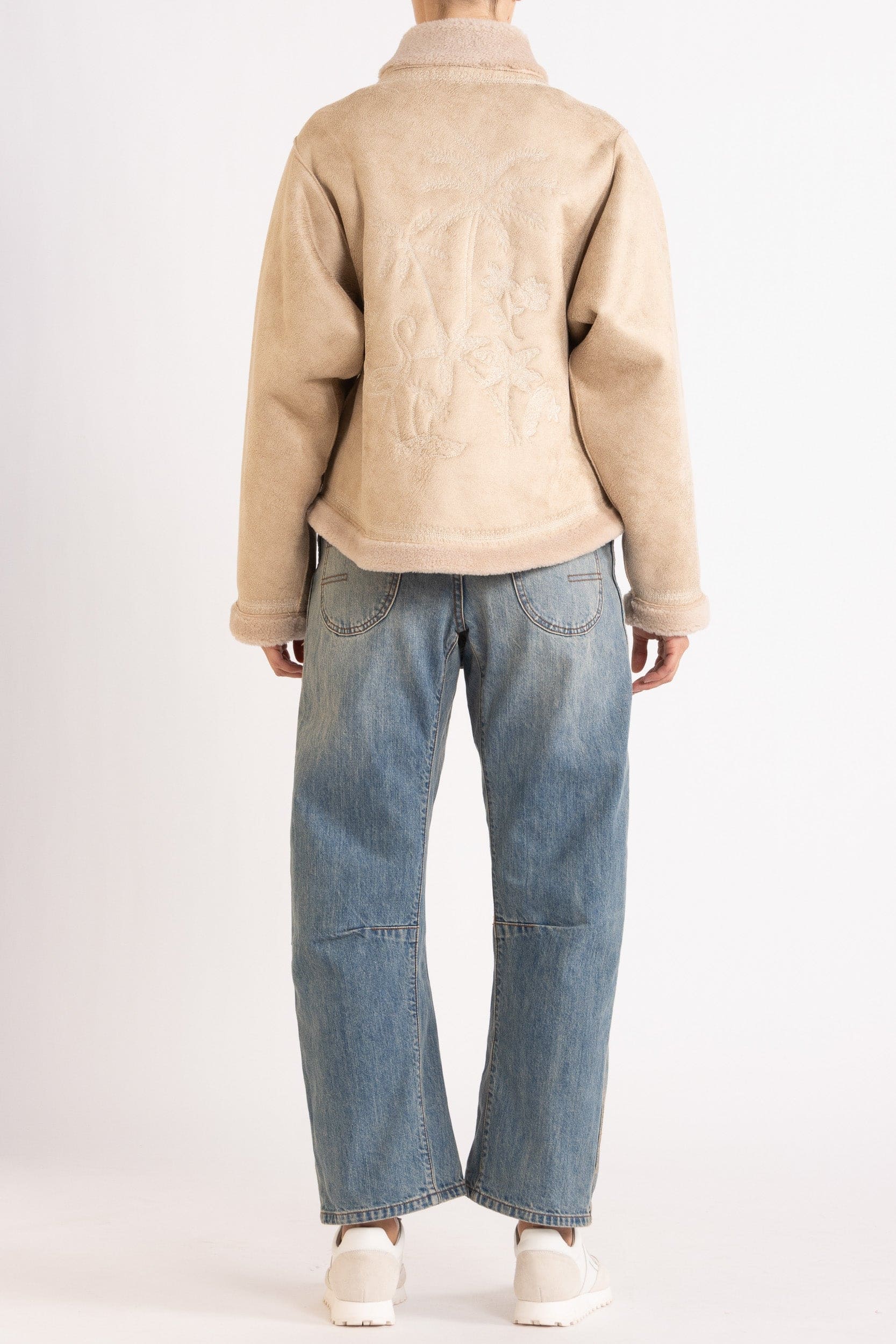 Shiloh Embroidered Faux Shearling Jacket Natural