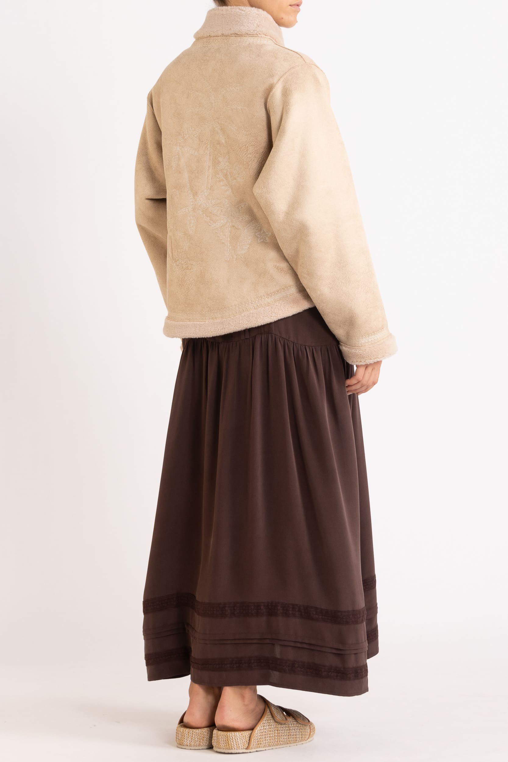 Shiloh Embroidered Faux Shearling Jacket