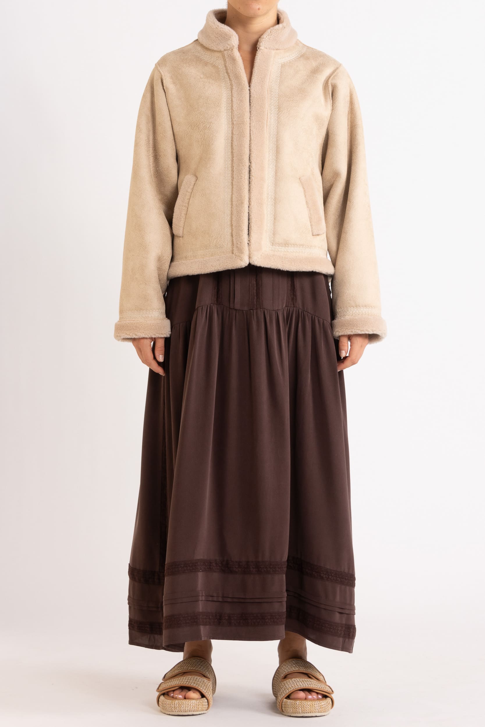 Shiloh Embroidered Faux Shearling Jacket
