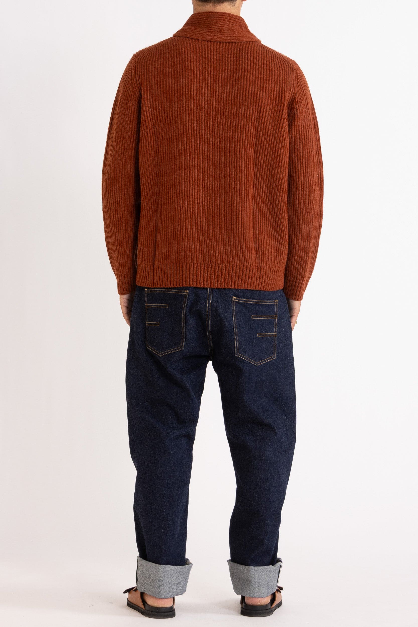 Marcus Wool-Cashmere Shawl Crew Sweater