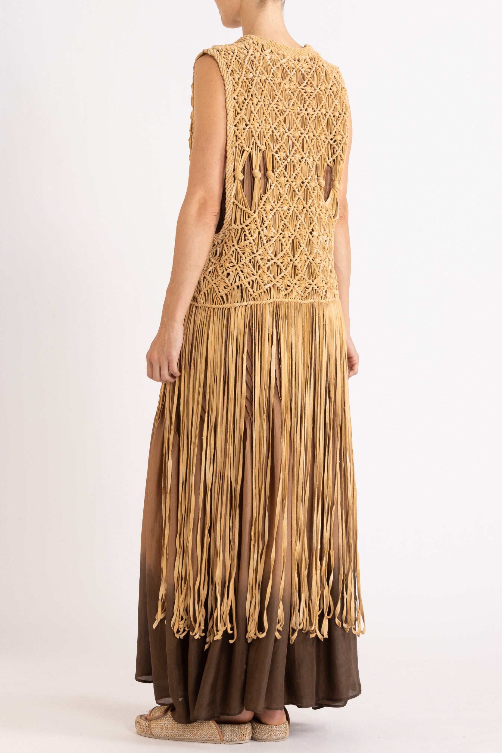 Artemis Fringed Handwoven Suede Vest