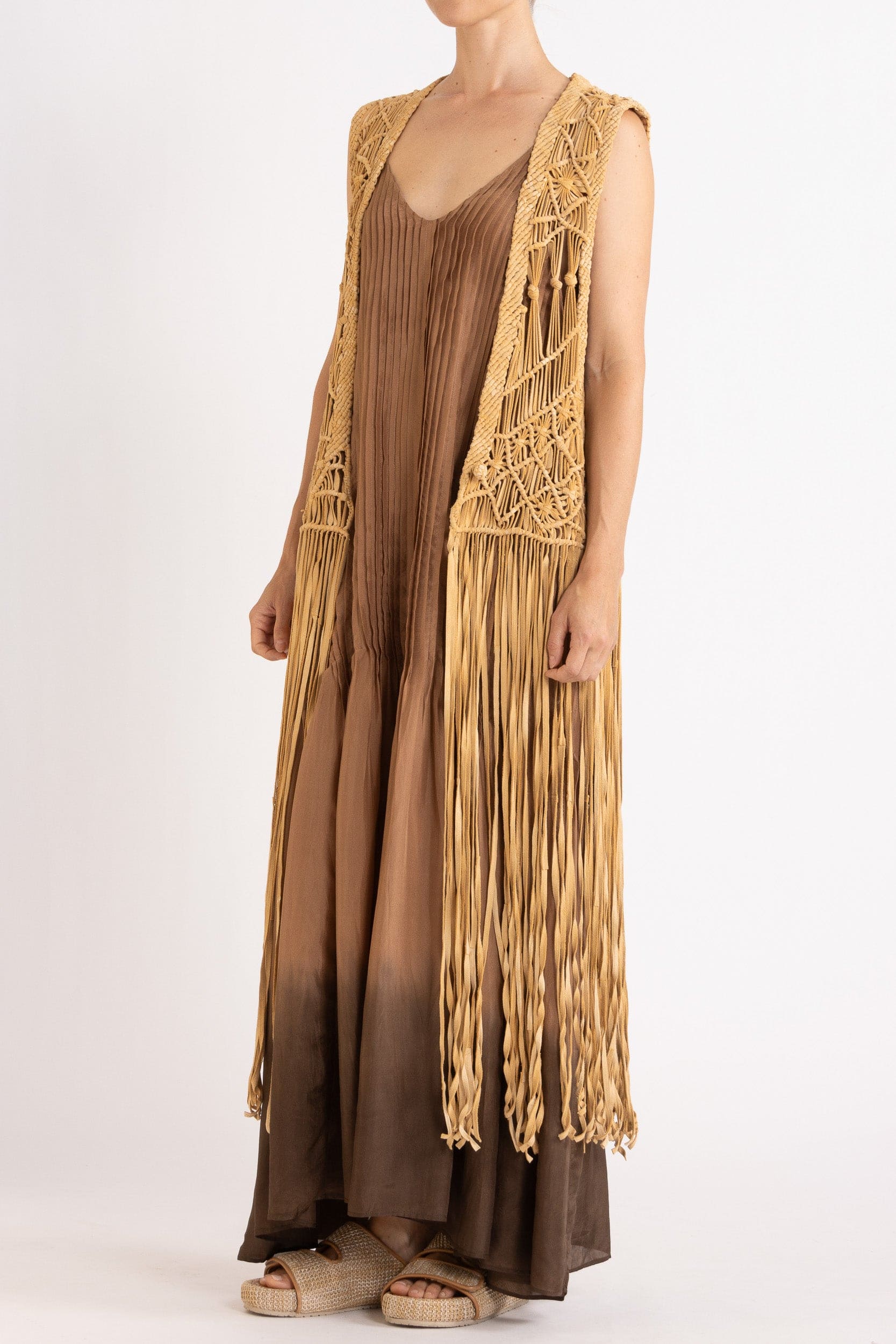 Artemis Fringed Handwoven Suede Vest