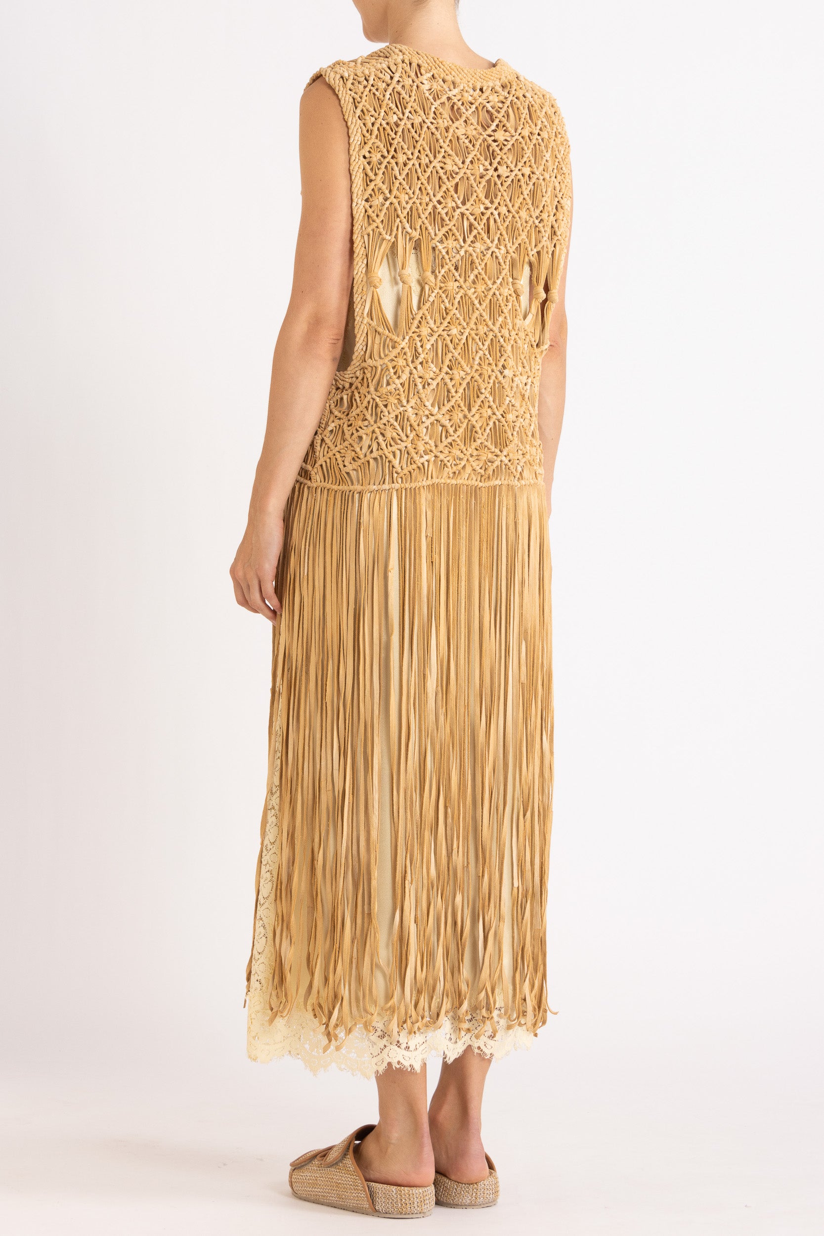 Artemis Fringed Handwoven Suede Vest