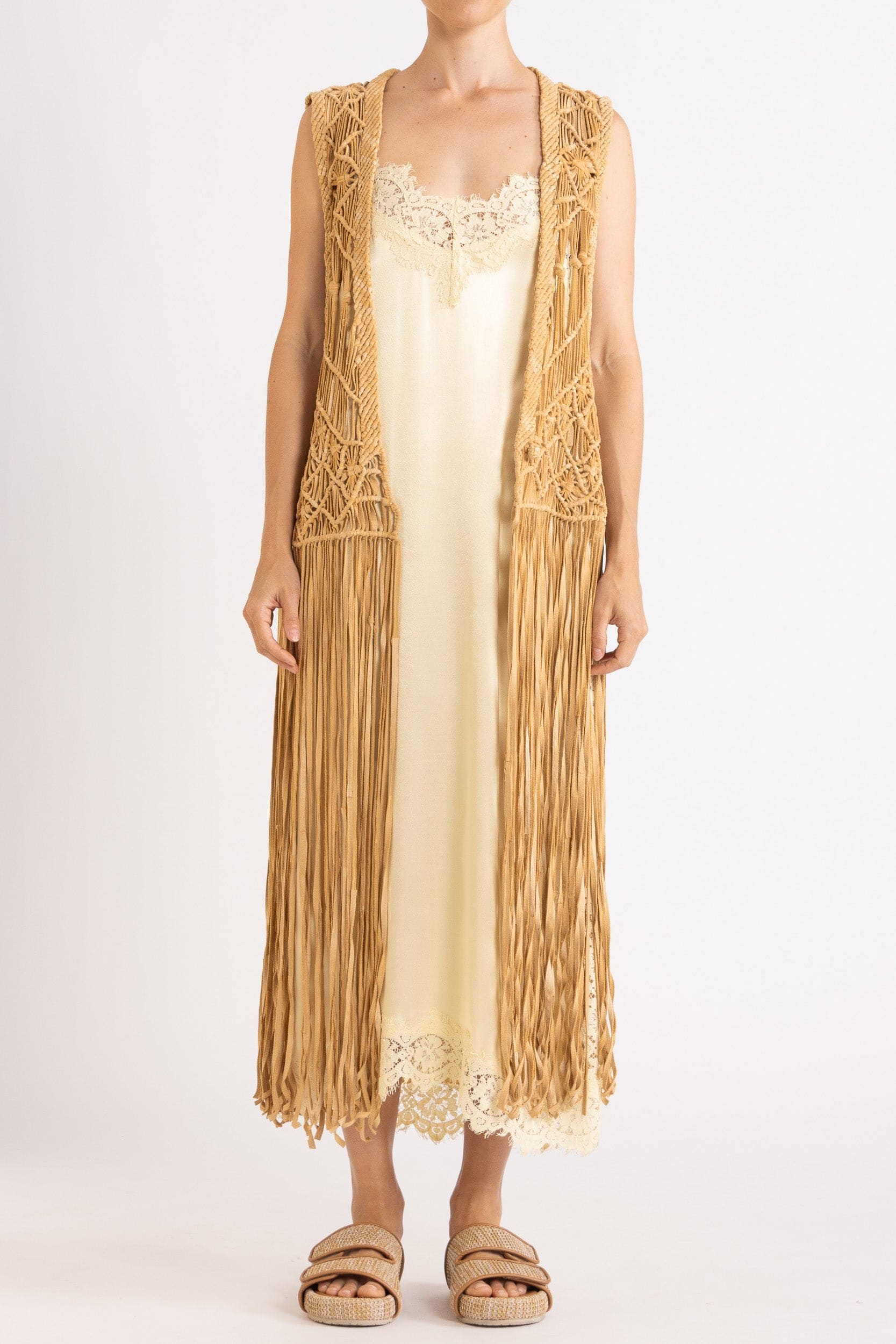 Artemis Fringed Handwoven Suede Vest