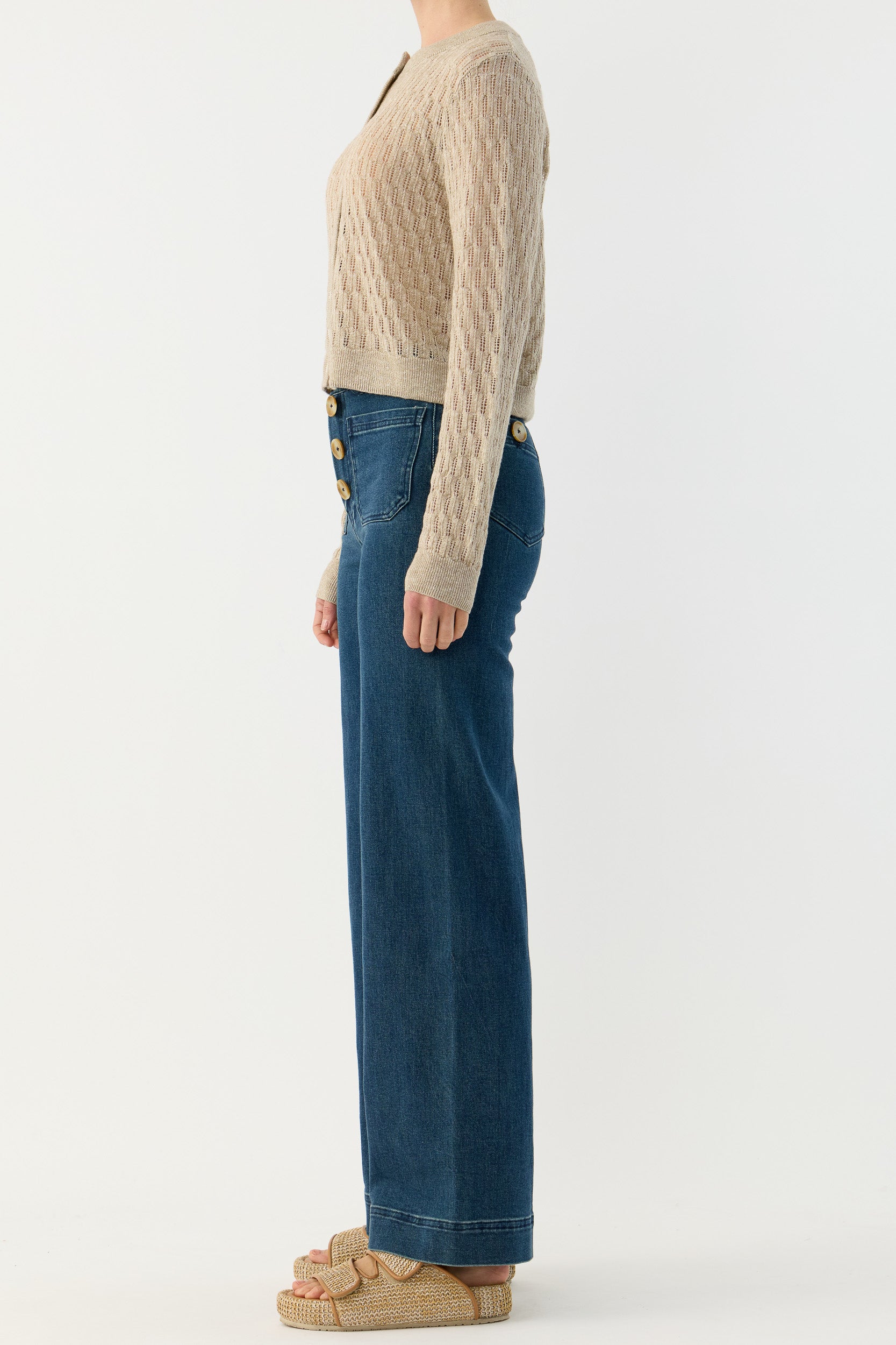 Miley Pointelle Merino Wool & Linen Cardigan