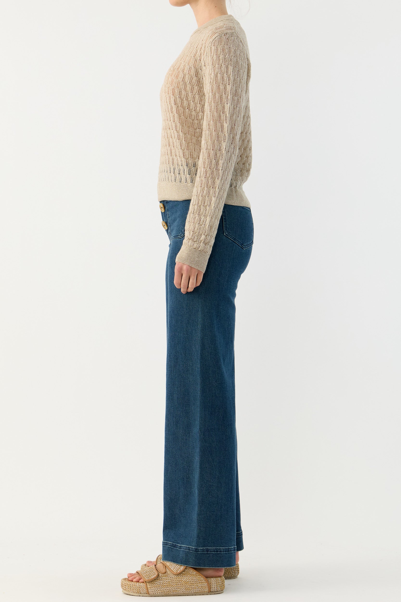 Miley Pointelle Merino Wool & Linen Sweater