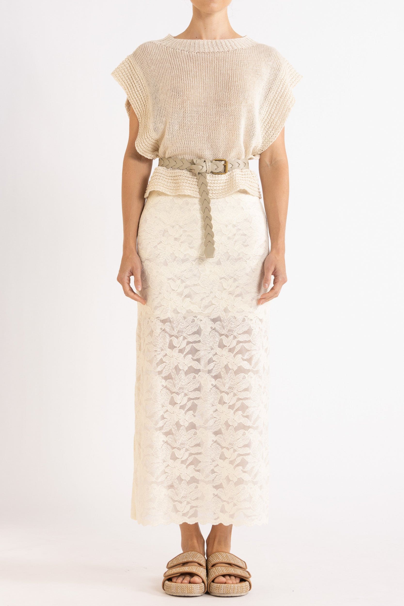 Camie Raffia & Leather Slide