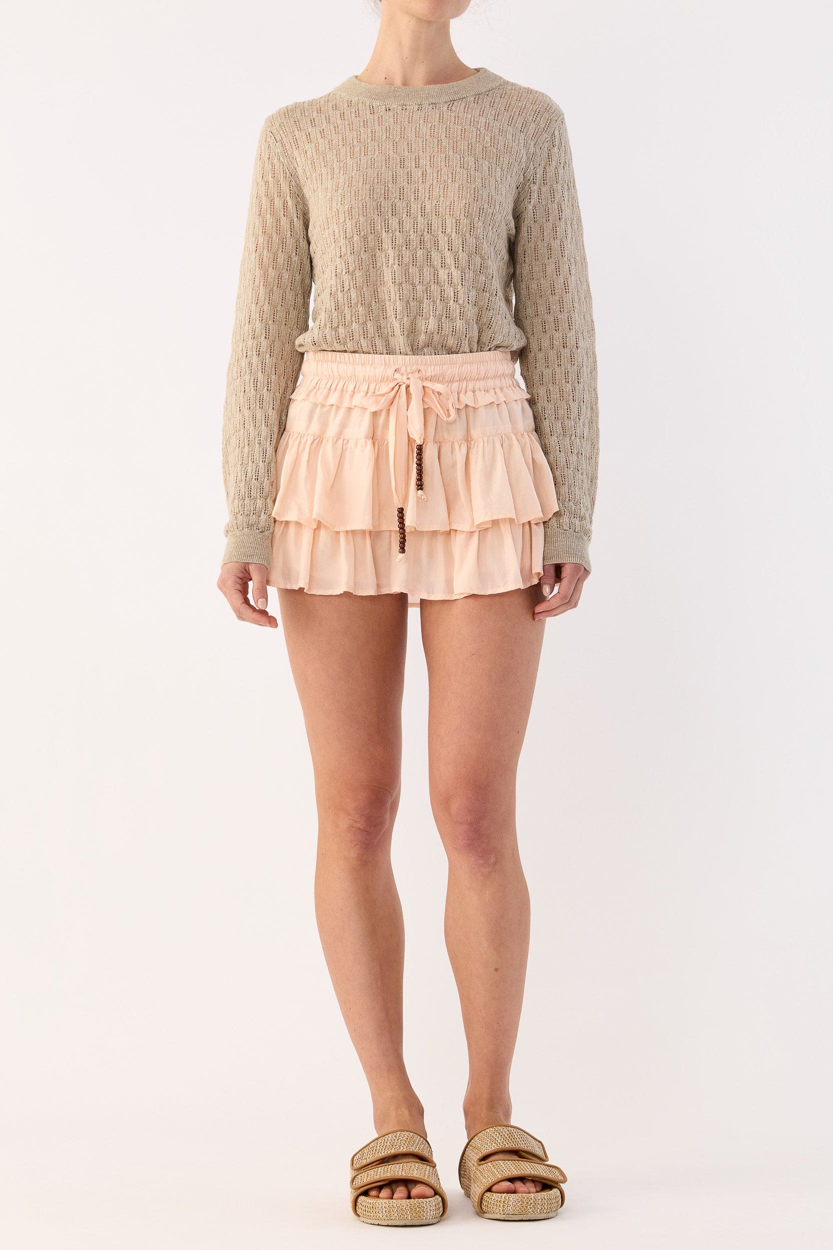 Amal Silk Habotai Frill Short