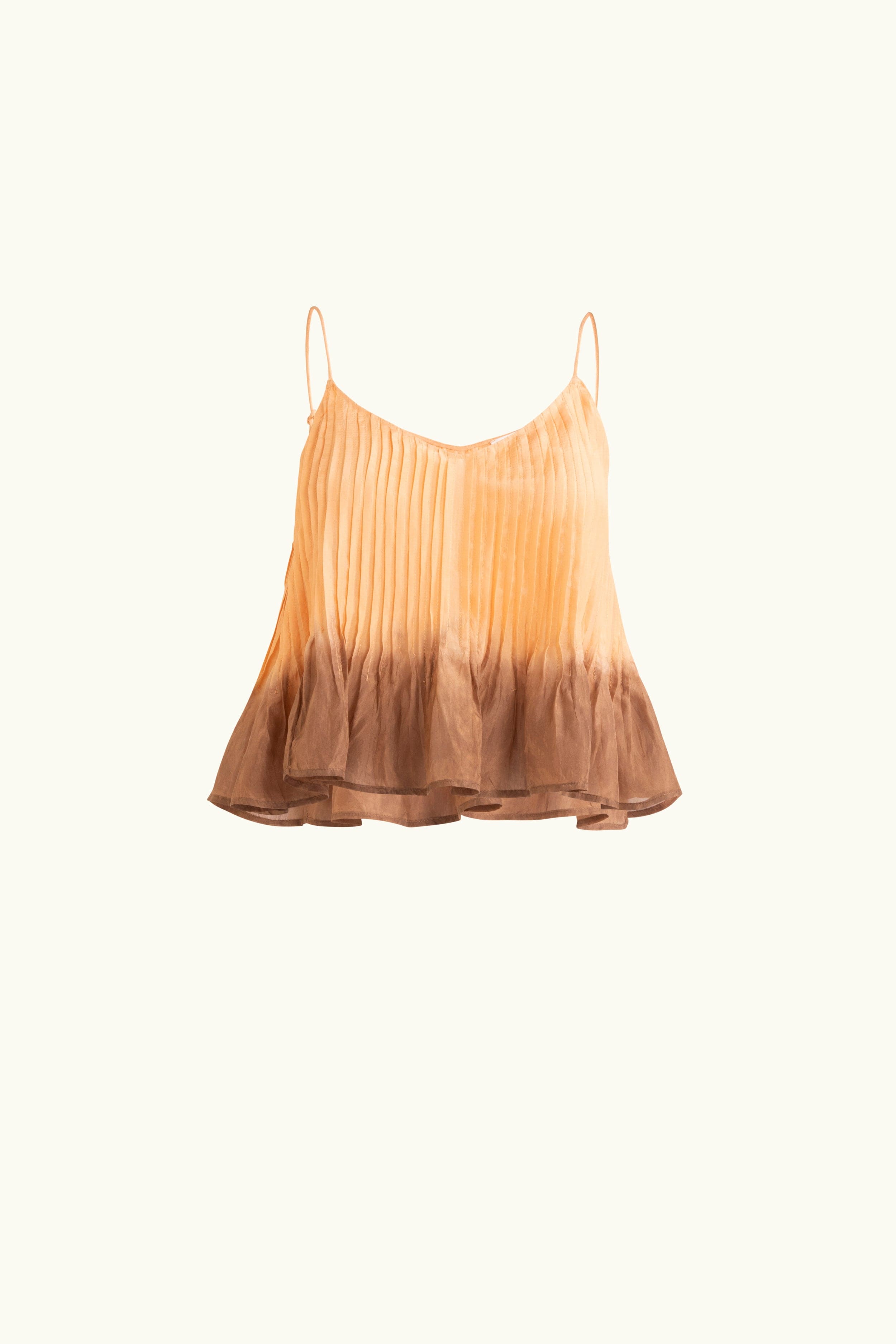 Peach dip-dye silk camisole on a white background