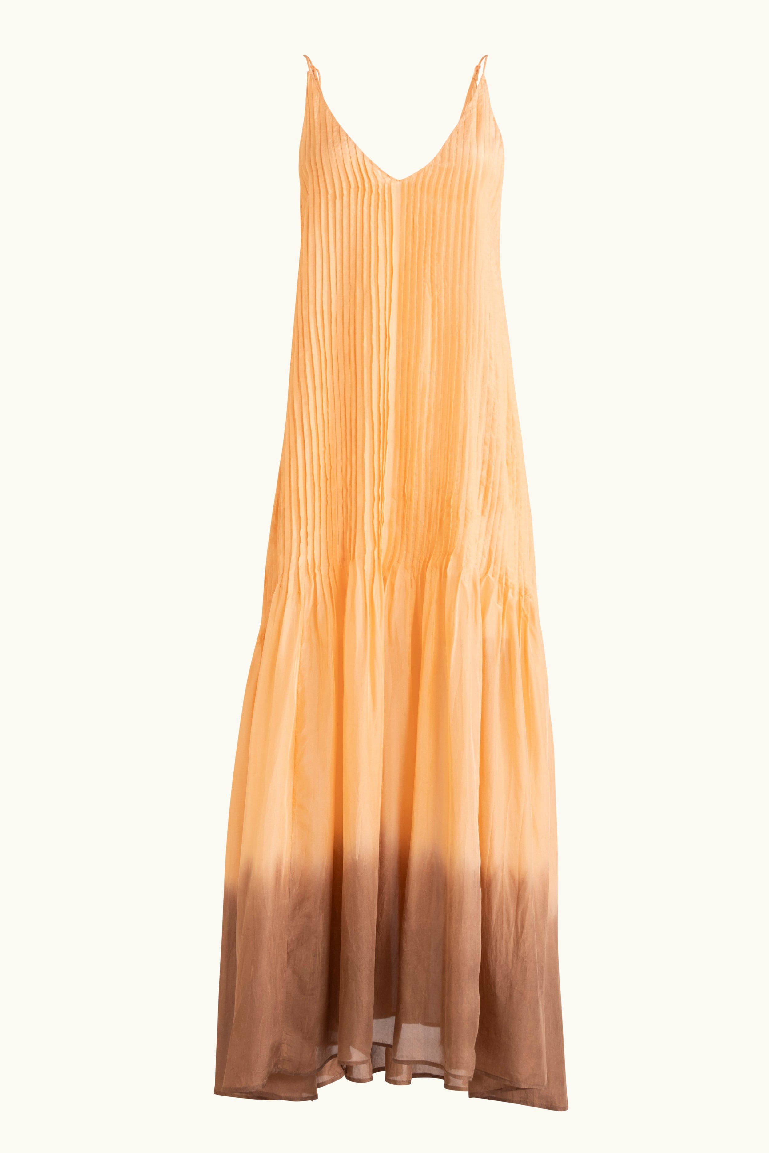 Peach dip-dye silk cami dress on a white background
