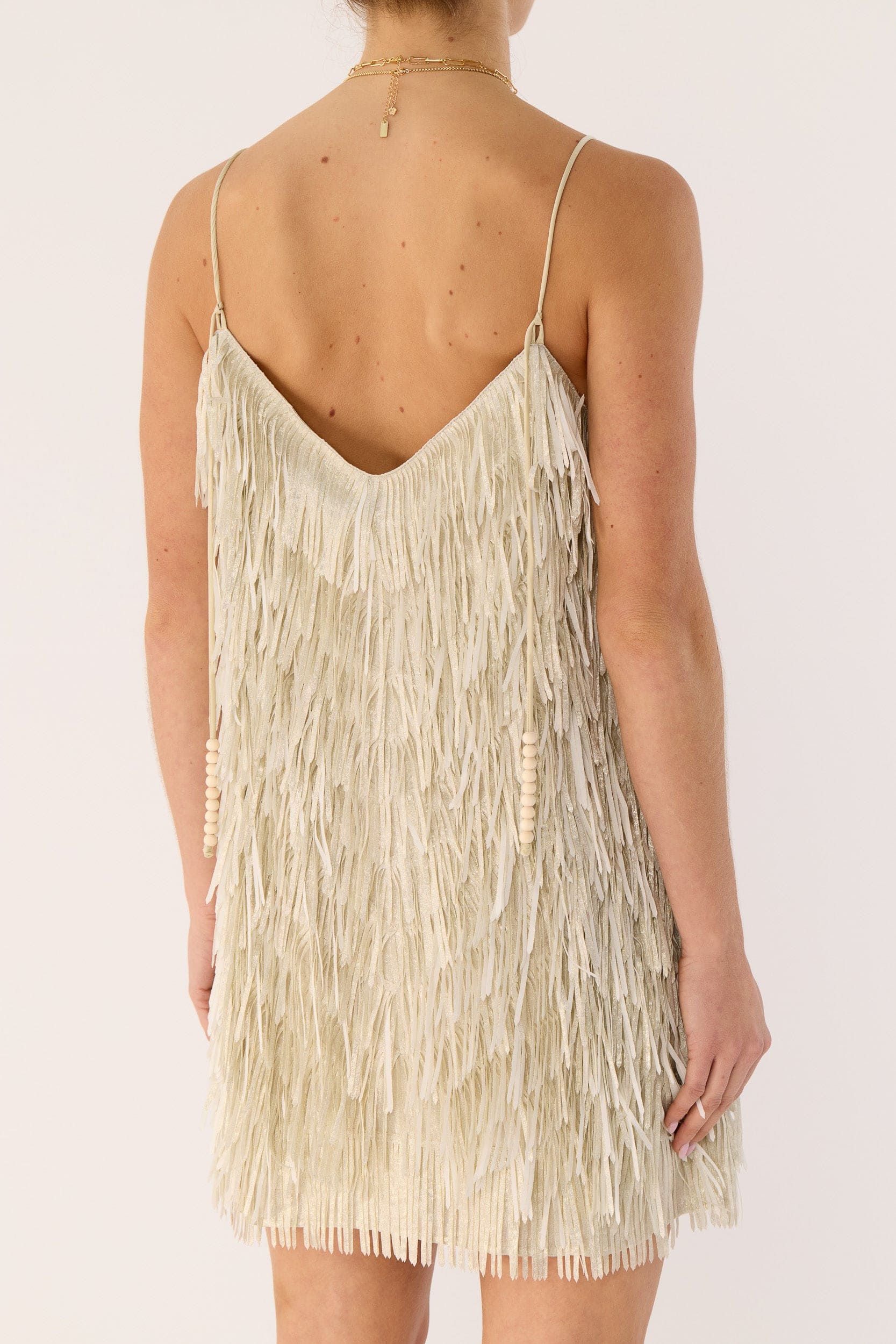 Anna Mae Metallic Tassel Short Dress