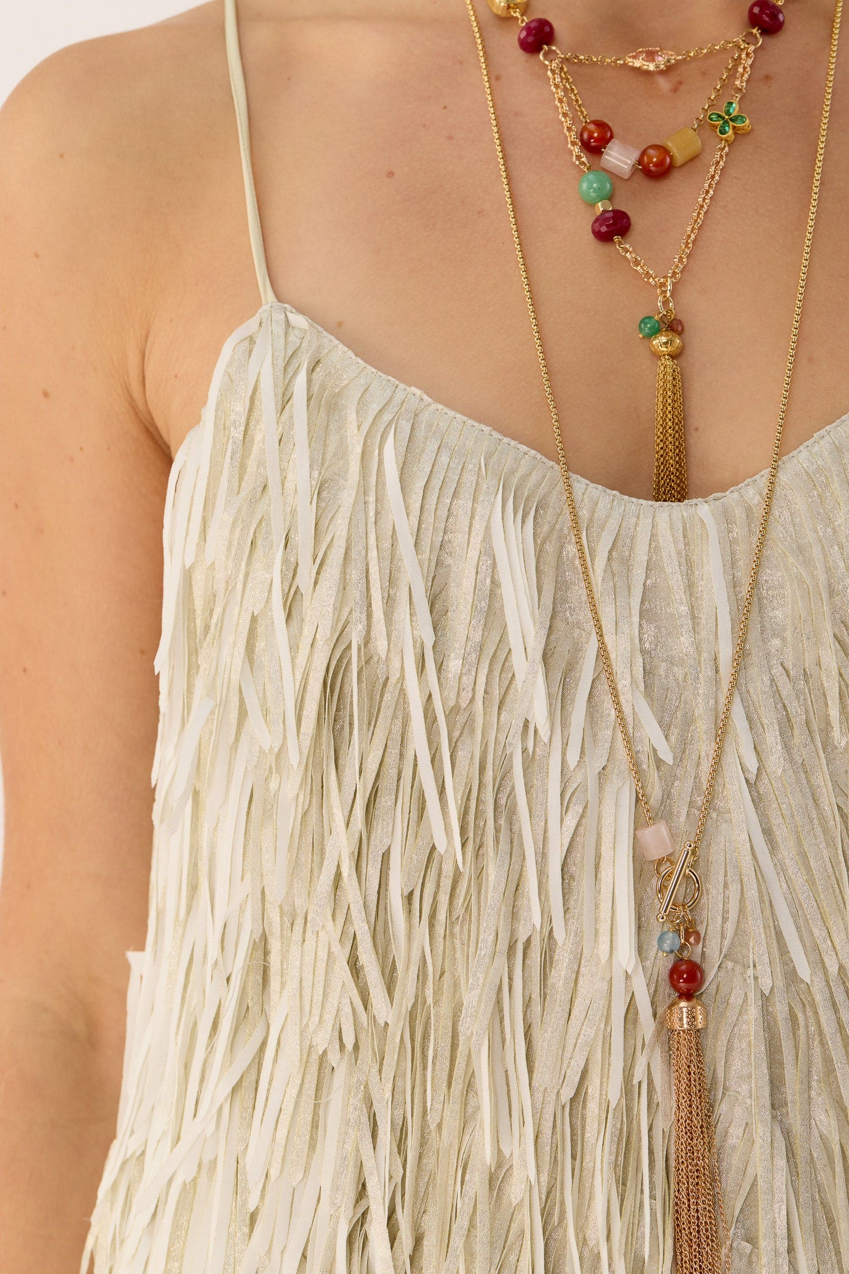 Anna Mae Metallic Tassel Short Dress