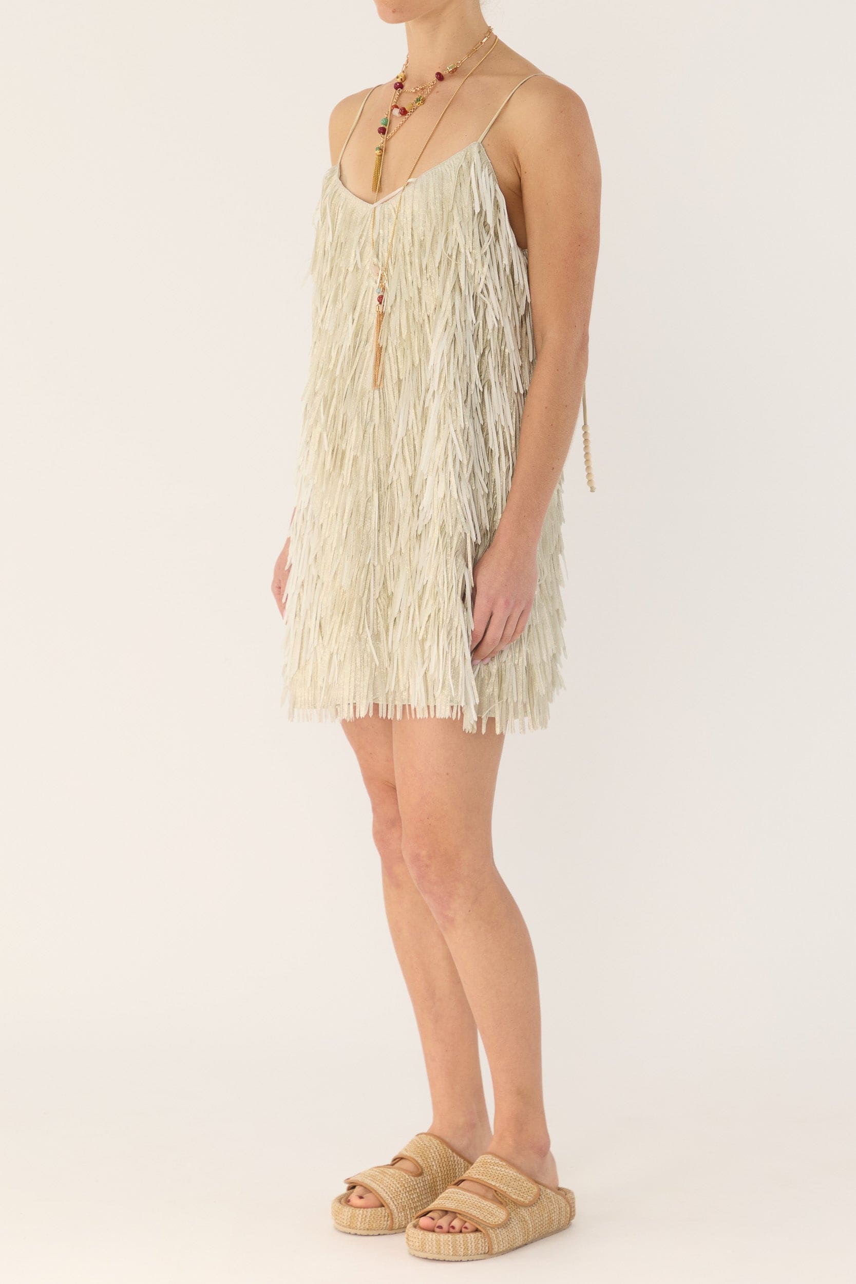 Anna Mae Metallic Tassel Short Dress